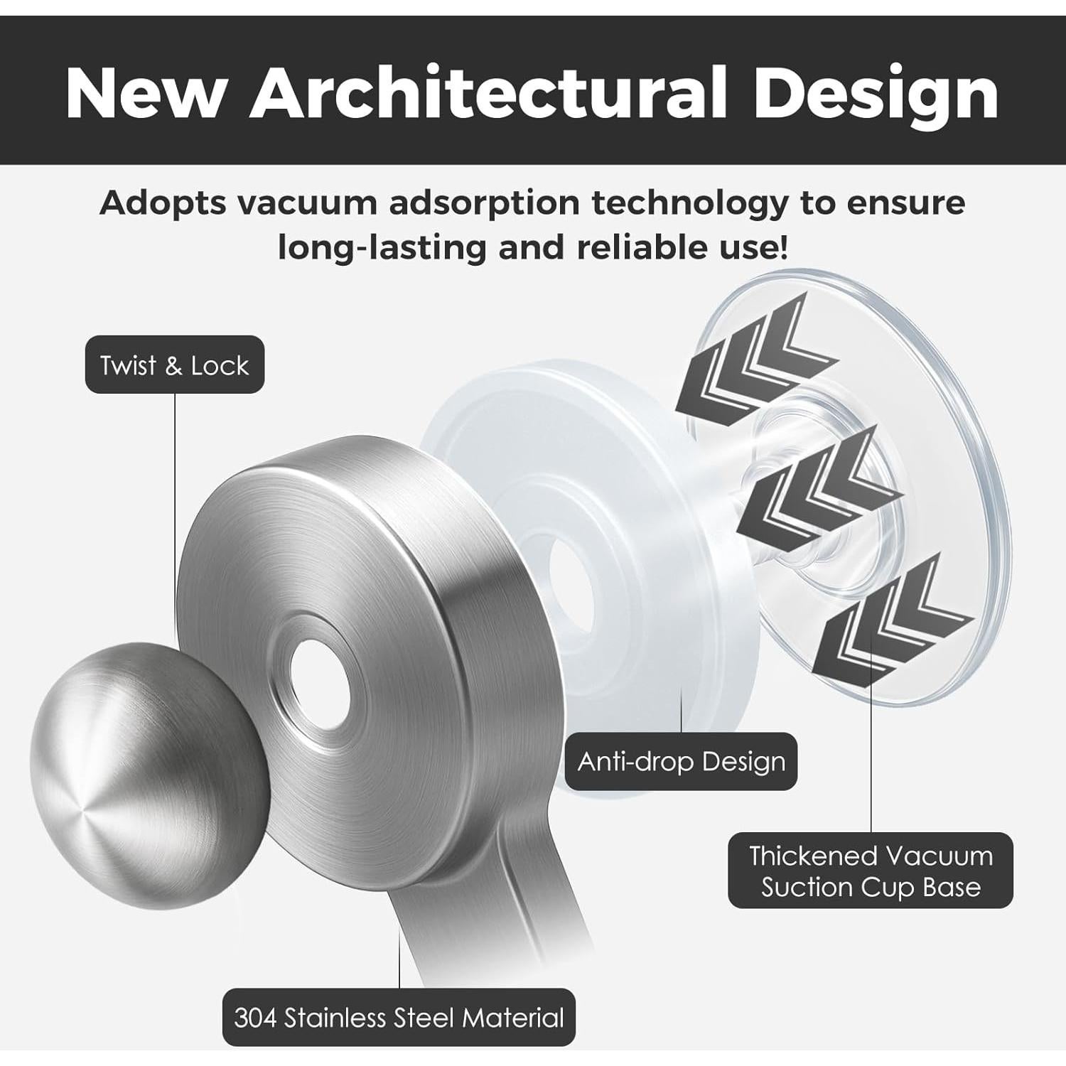 Ganchos de Ducha WingWider 2 Paquete Plata Alta Resistencia