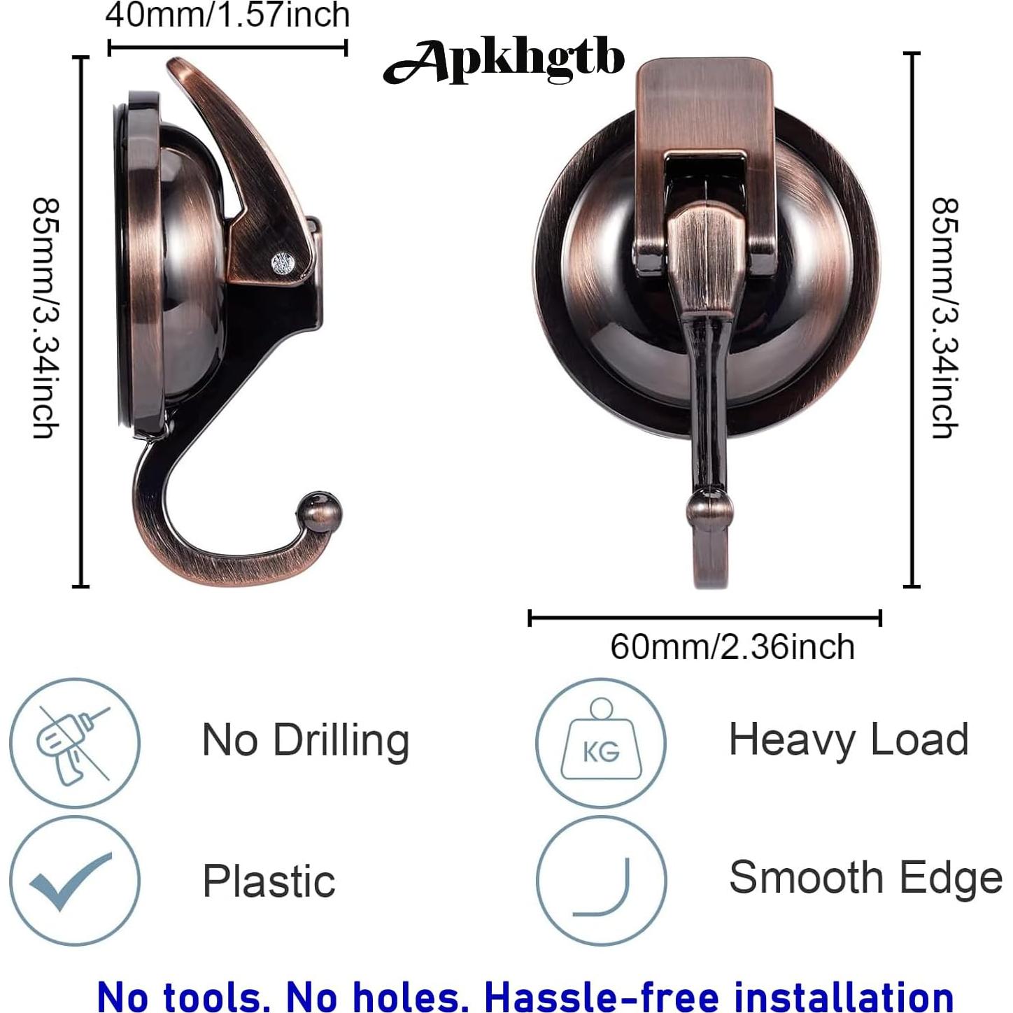 Ganchos de Ventosa Apkhgtb 4 Pack Bronce Rojo para Ducha y Baño