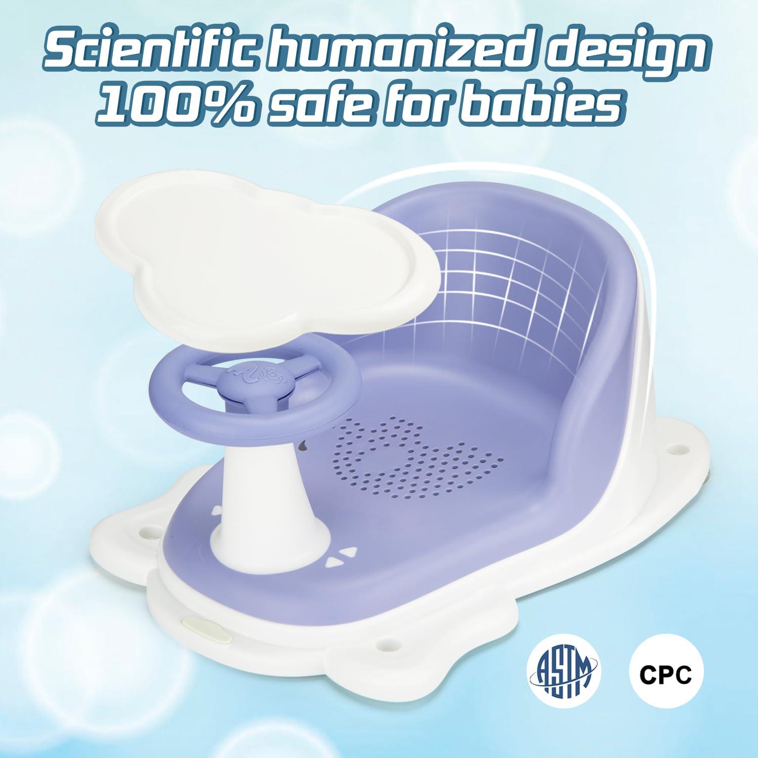 Asiento de Baño para Bebés OMYBaby Azul con Bandeja Desmontable