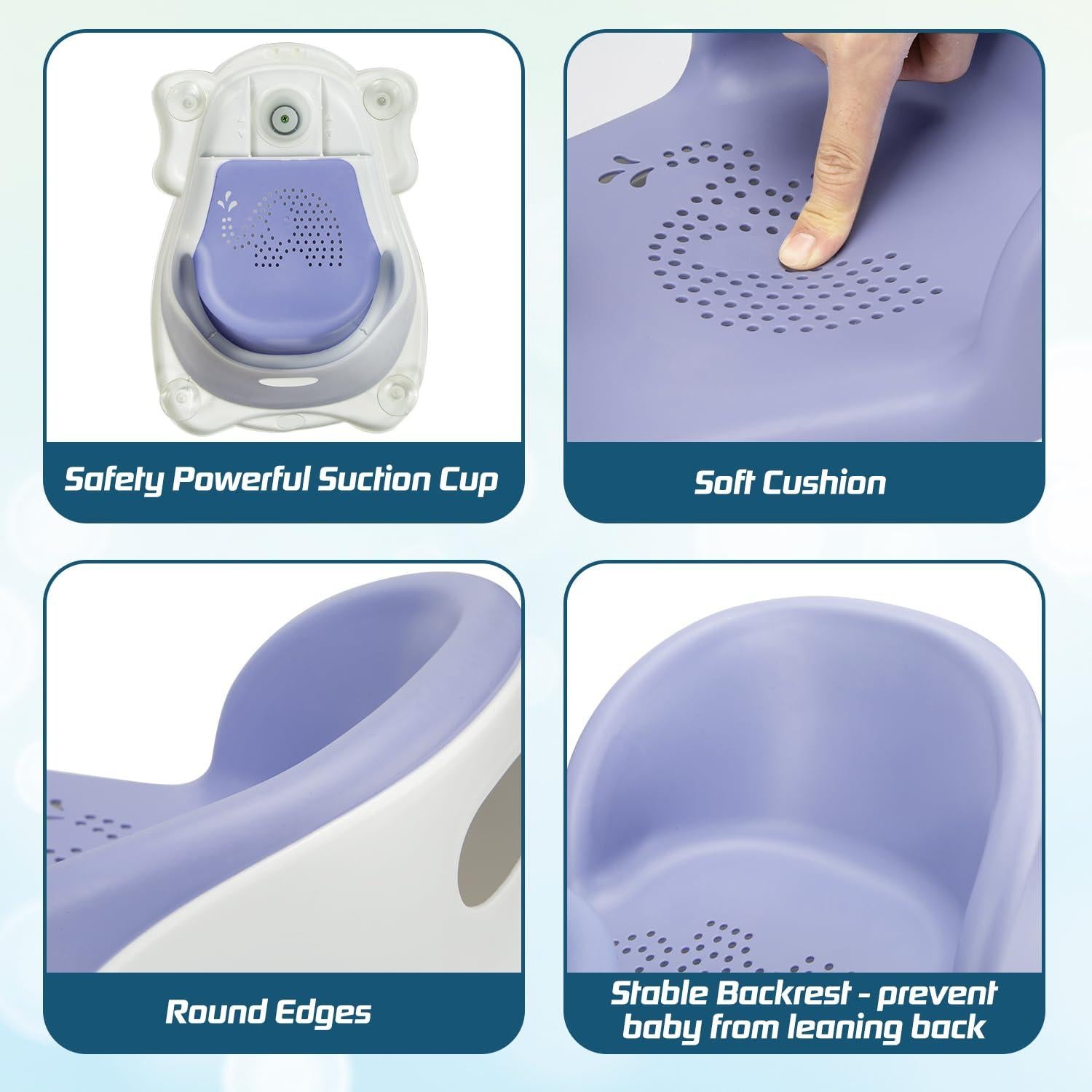 Asiento de Baño para Bebés OMYBaby Azul con Bandeja Desmontable