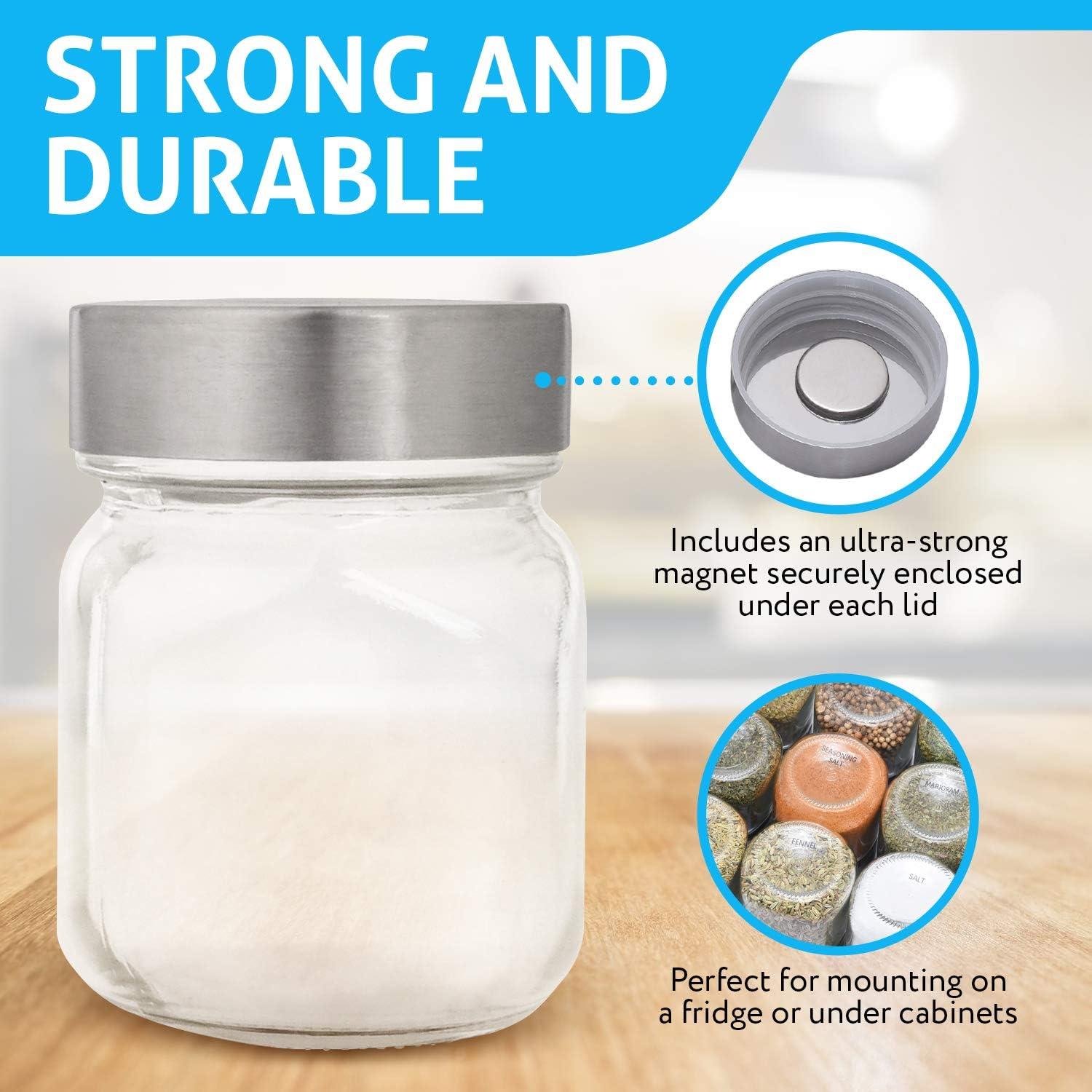 Tarros de Especias Magnéticos 15 Piezas 118 ml Vidrio Transparente