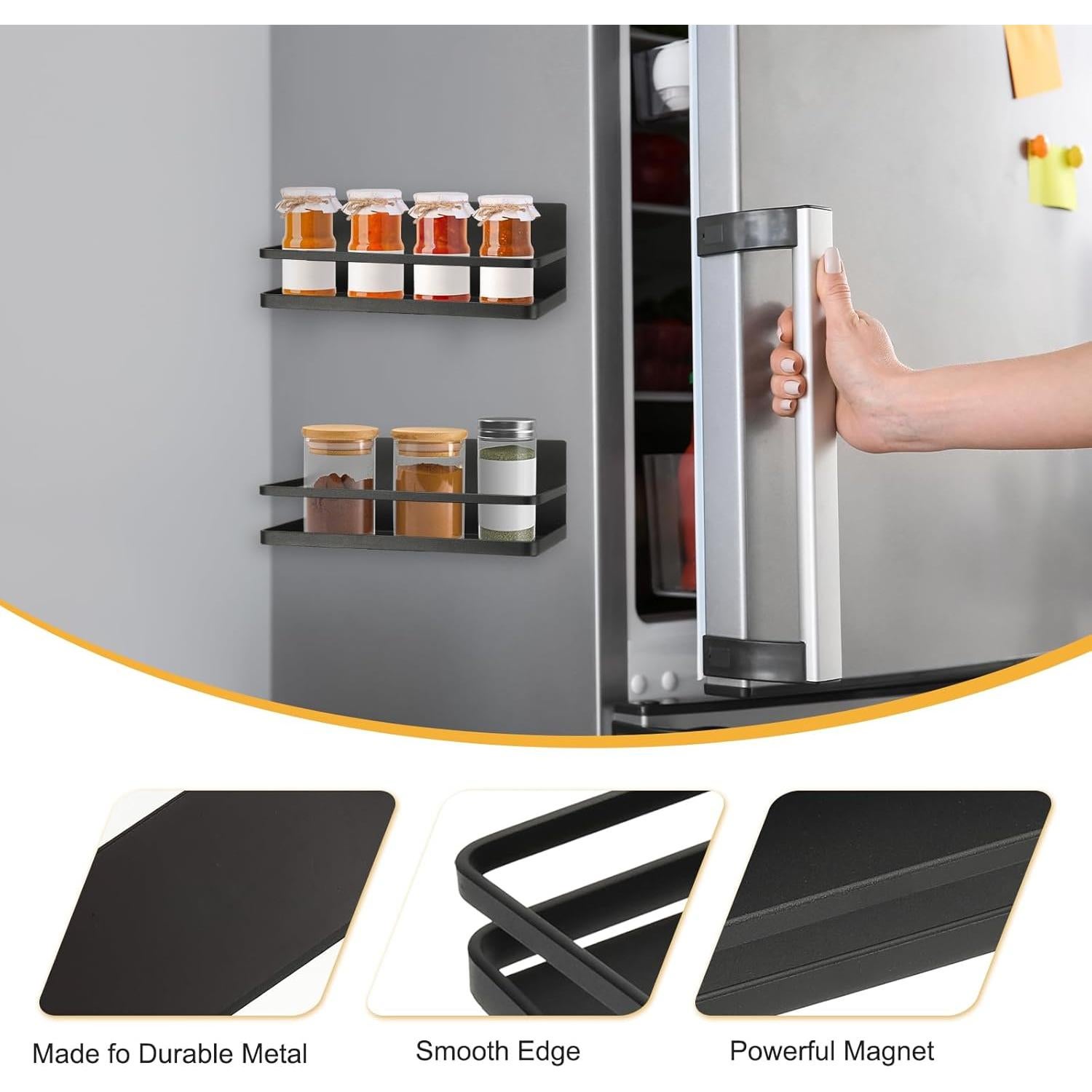 Estante Magnético para Especias PATIKIL - 2 Paquetes, Negro