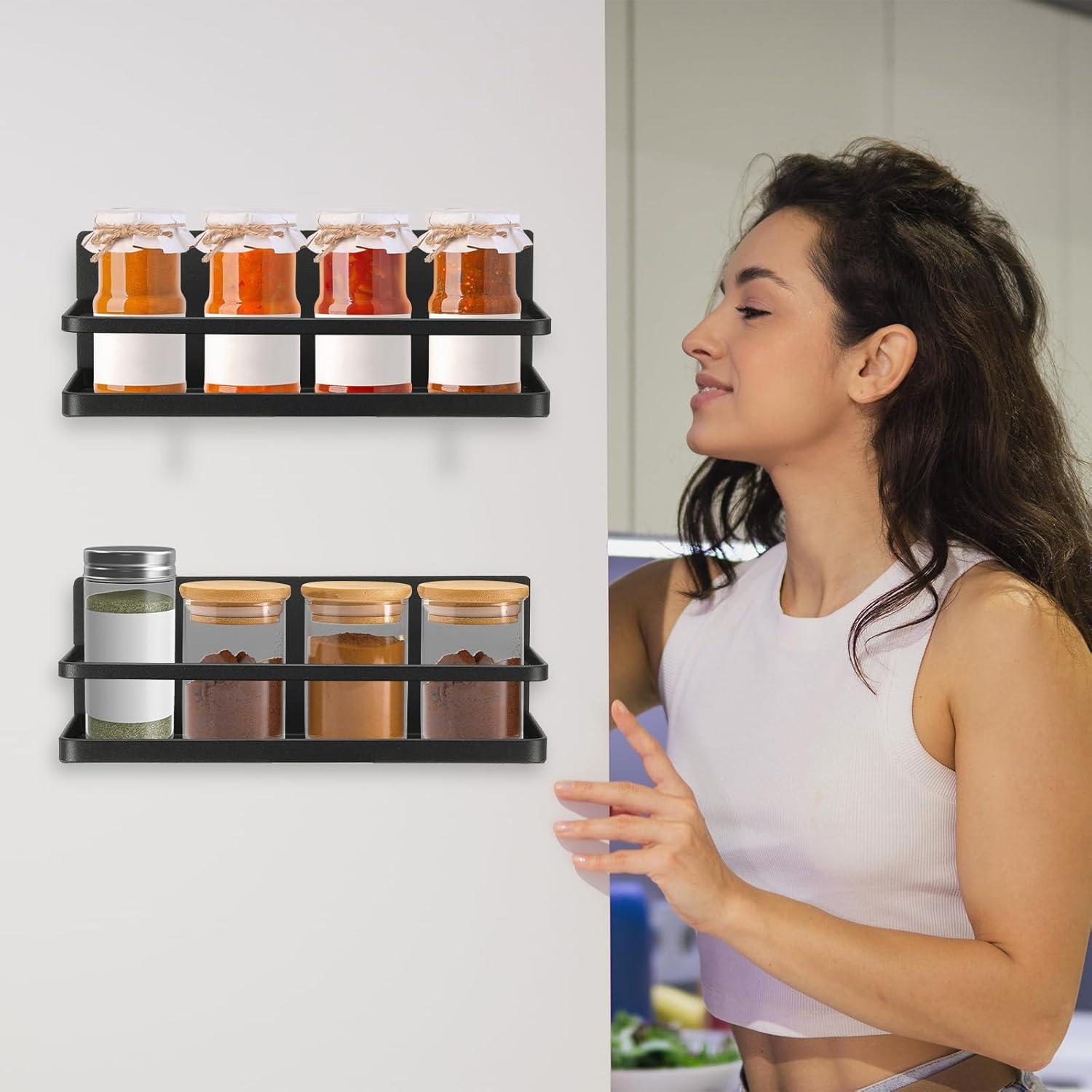 Estante Magnético para Especias PATIKIL - 2 Paquetes, Negro