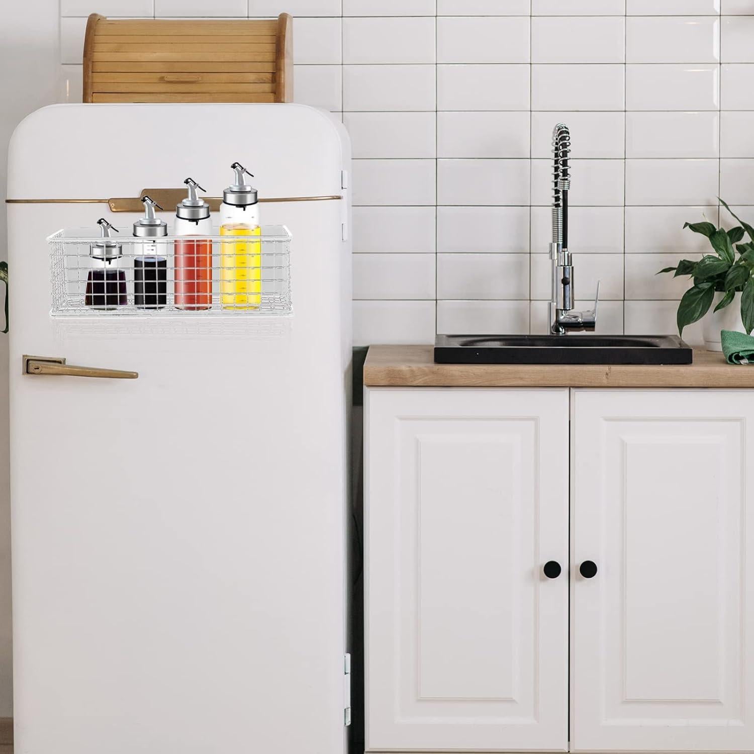 Cesta de Almacenamiento Magnética OUNONA 24.5x10x8 cm Blanca