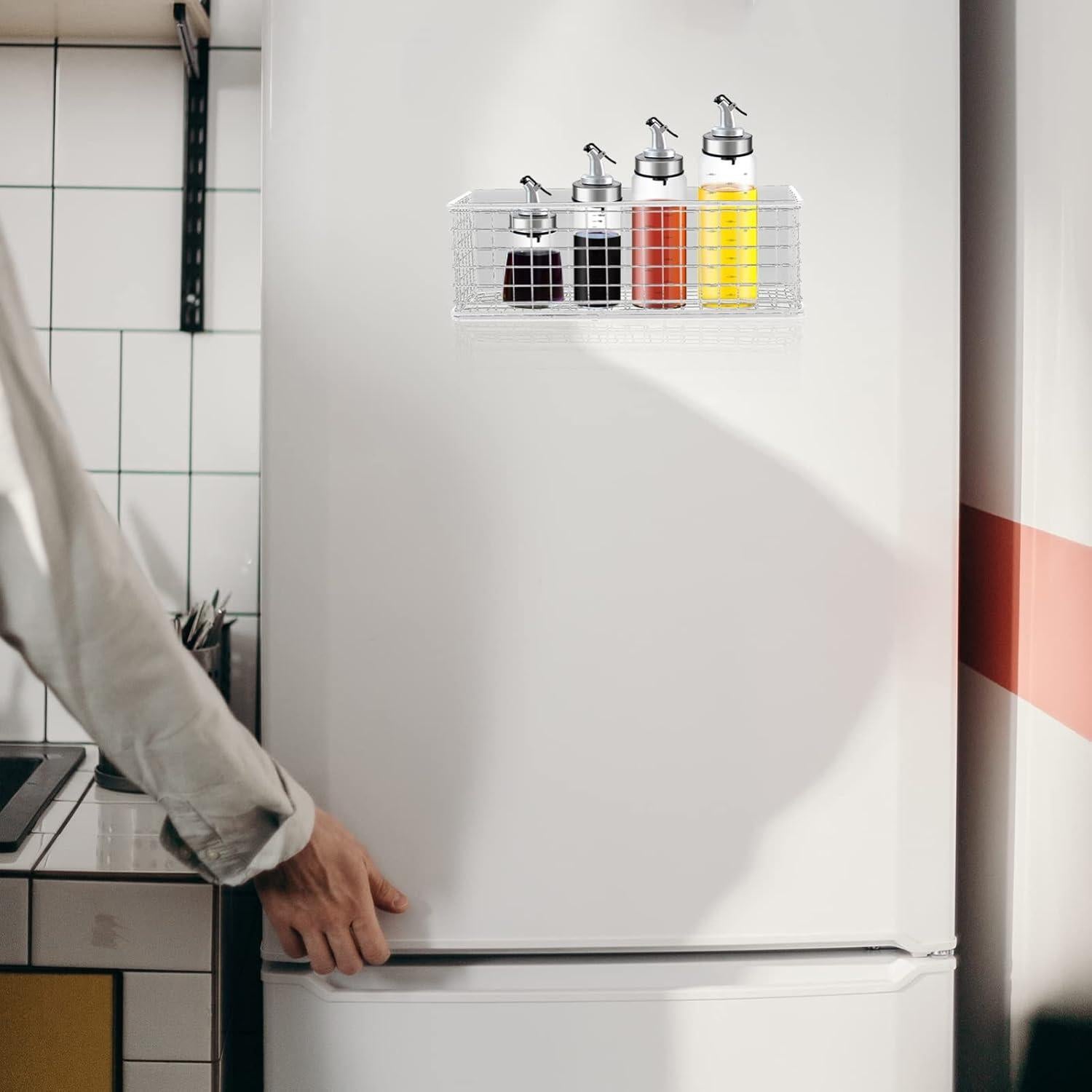 Cesta de Almacenamiento Magnética OUNONA 24.5x10x8 cm Blanca