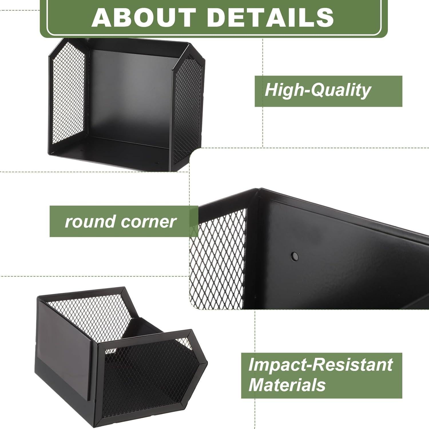 Cestas Magnéticas de Almacenamiento Zonon - 4 Pcs, Negro, 16x14.5x10 cm