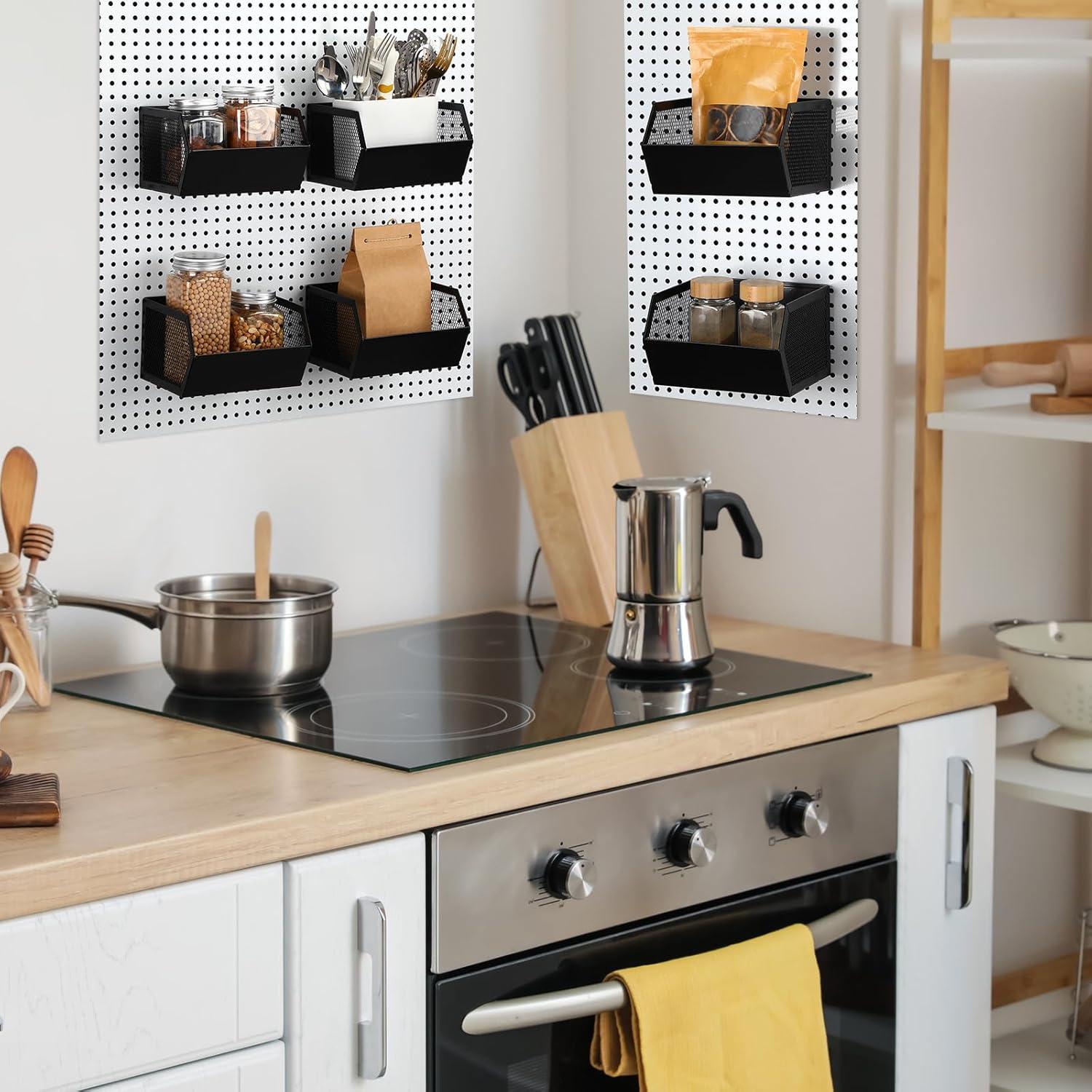 Cestas Magnéticas de Almacenamiento Zonon - 4 Pcs, Negro, 16x14.5x10 cm