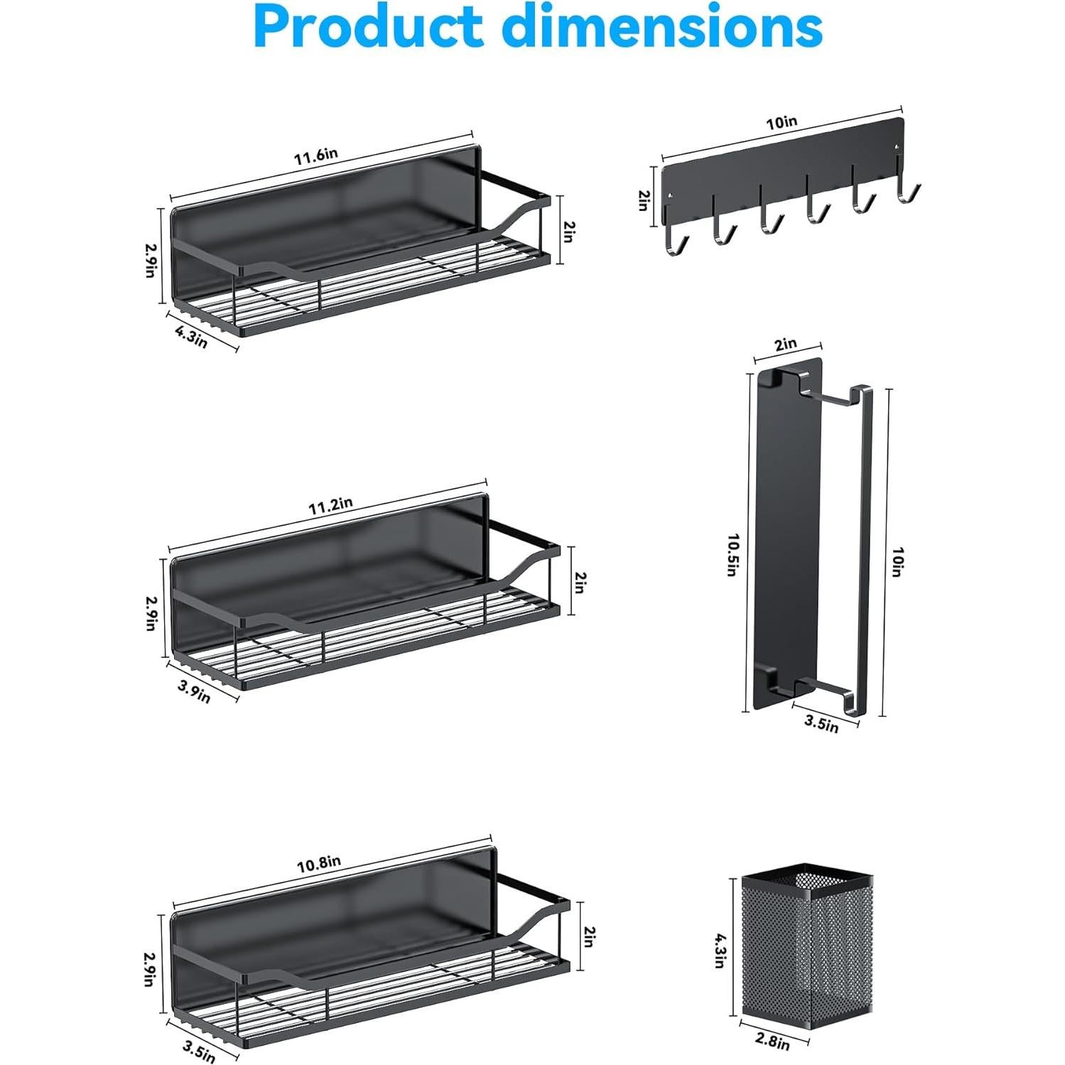 Estante Magnético Multifuncional MIMIyasha - 6 Piezas Negro