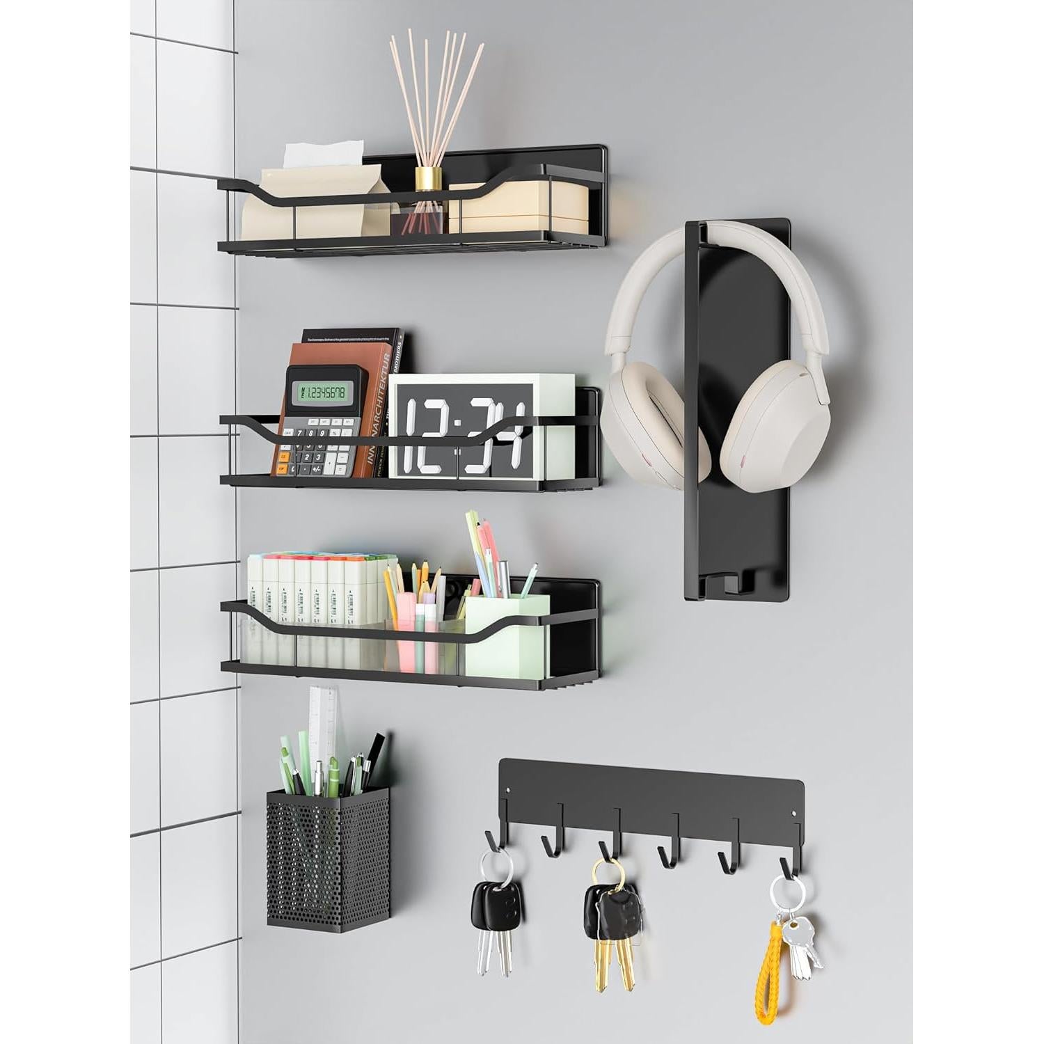 Estante Magnético Multifuncional MIMIyasha - 6 Piezas Negro