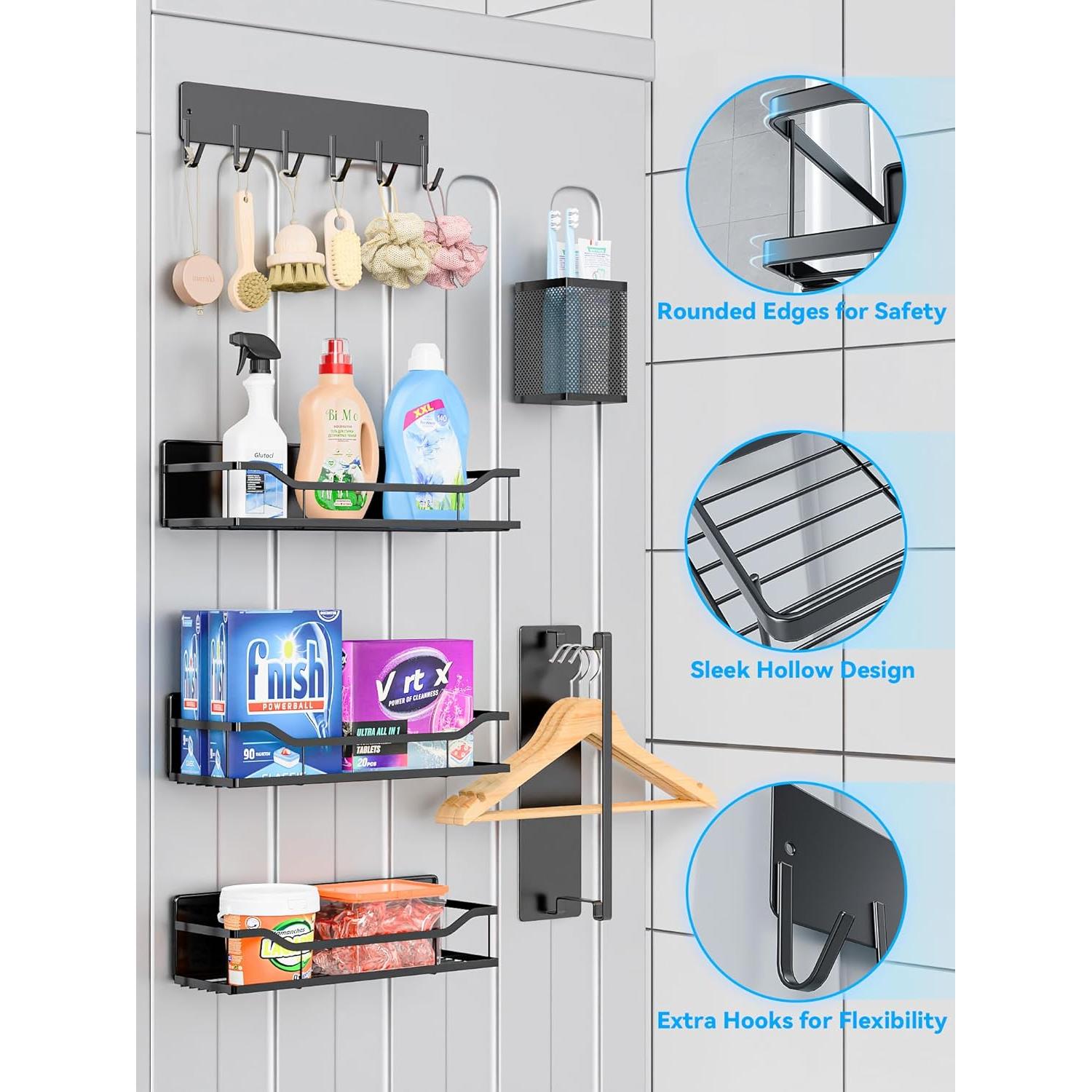 Estante Magnético Multifuncional MIMIyasha - 6 Piezas Negro