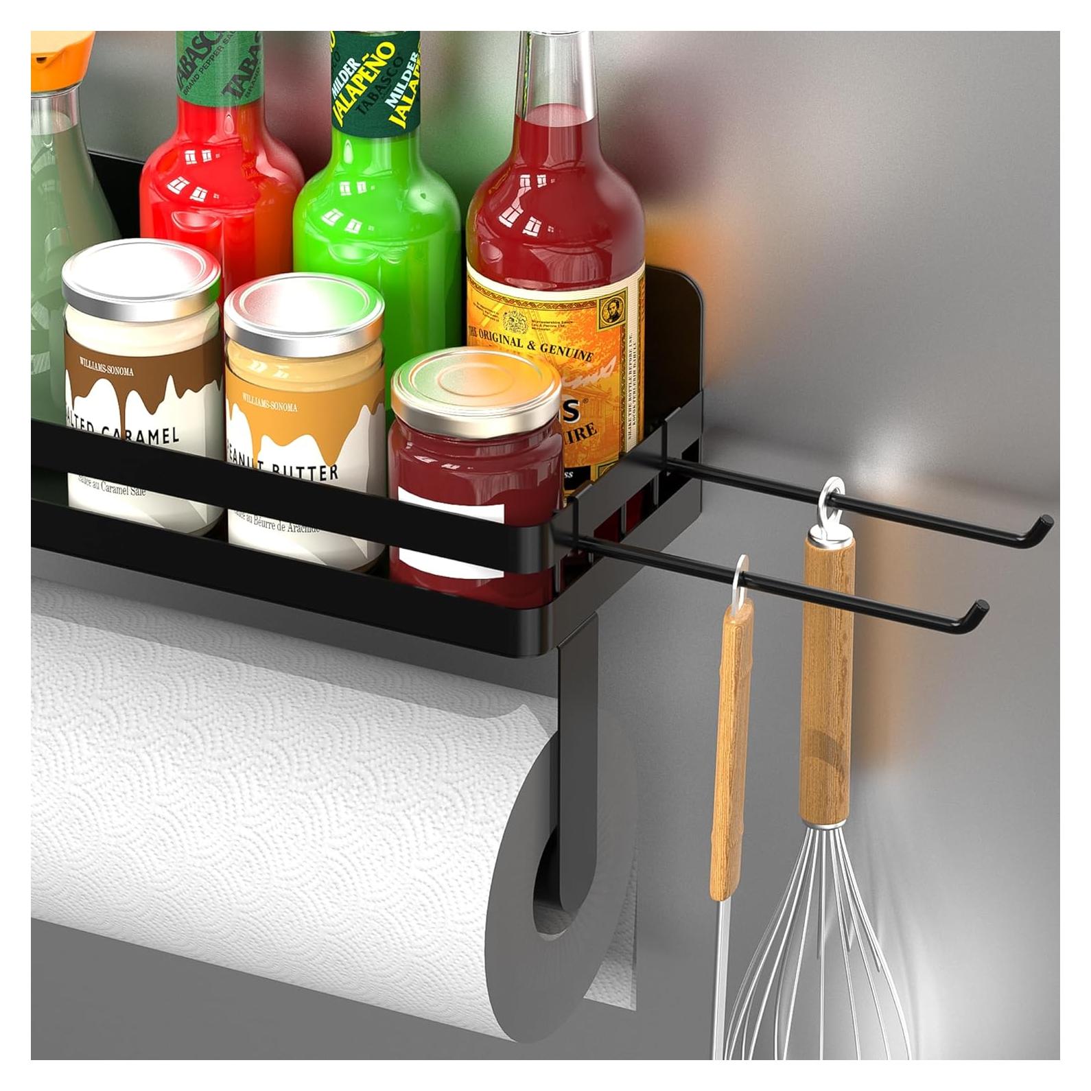 Soporte de Toallas de Papel Magnético YIGII con Estante Negro