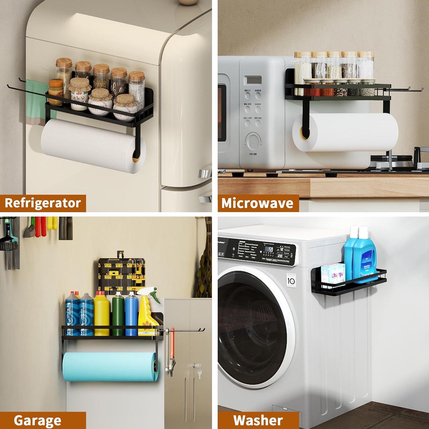 Soporte de Toallas de Papel Magnético YIGII con Estante Negro