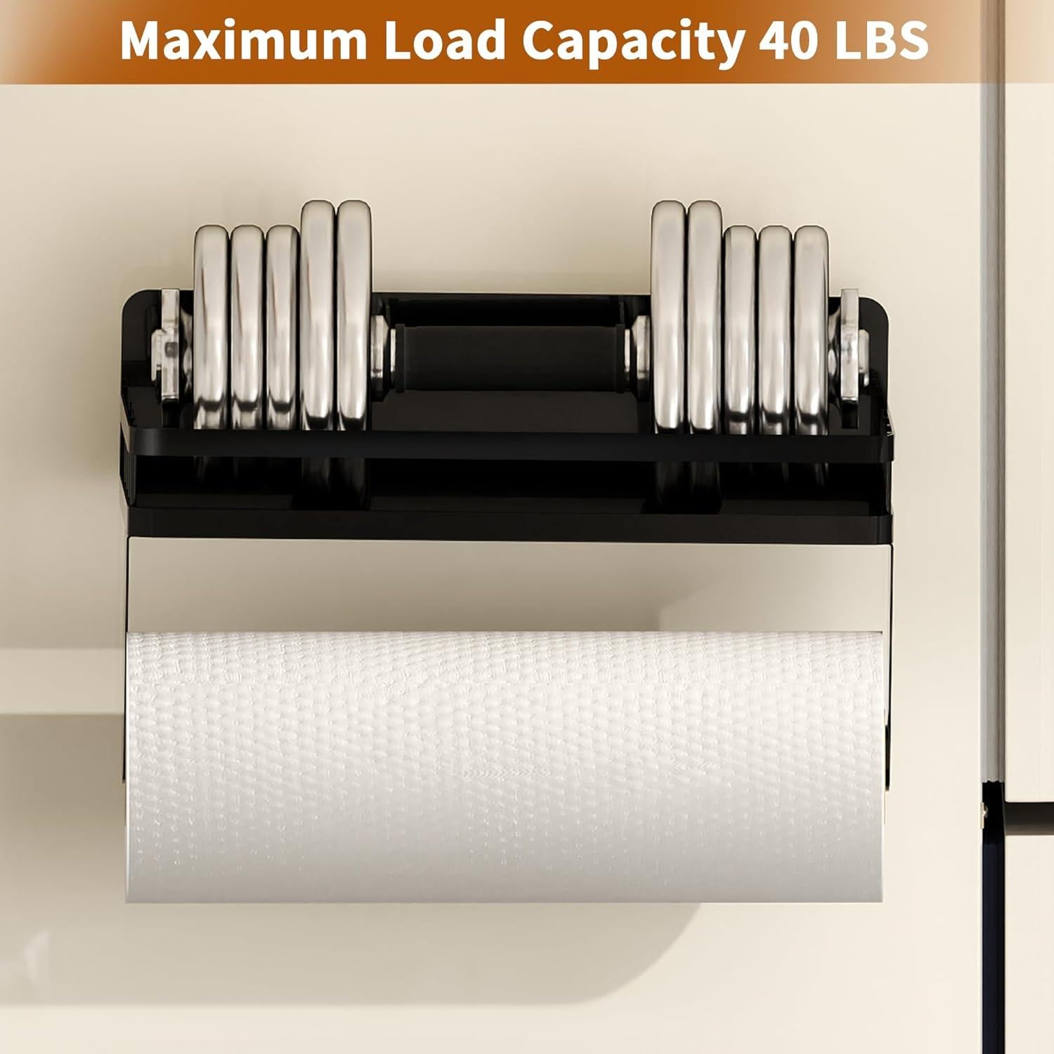 Soporte de Toallas de Papel Magnético YIGII con Estante Negro
