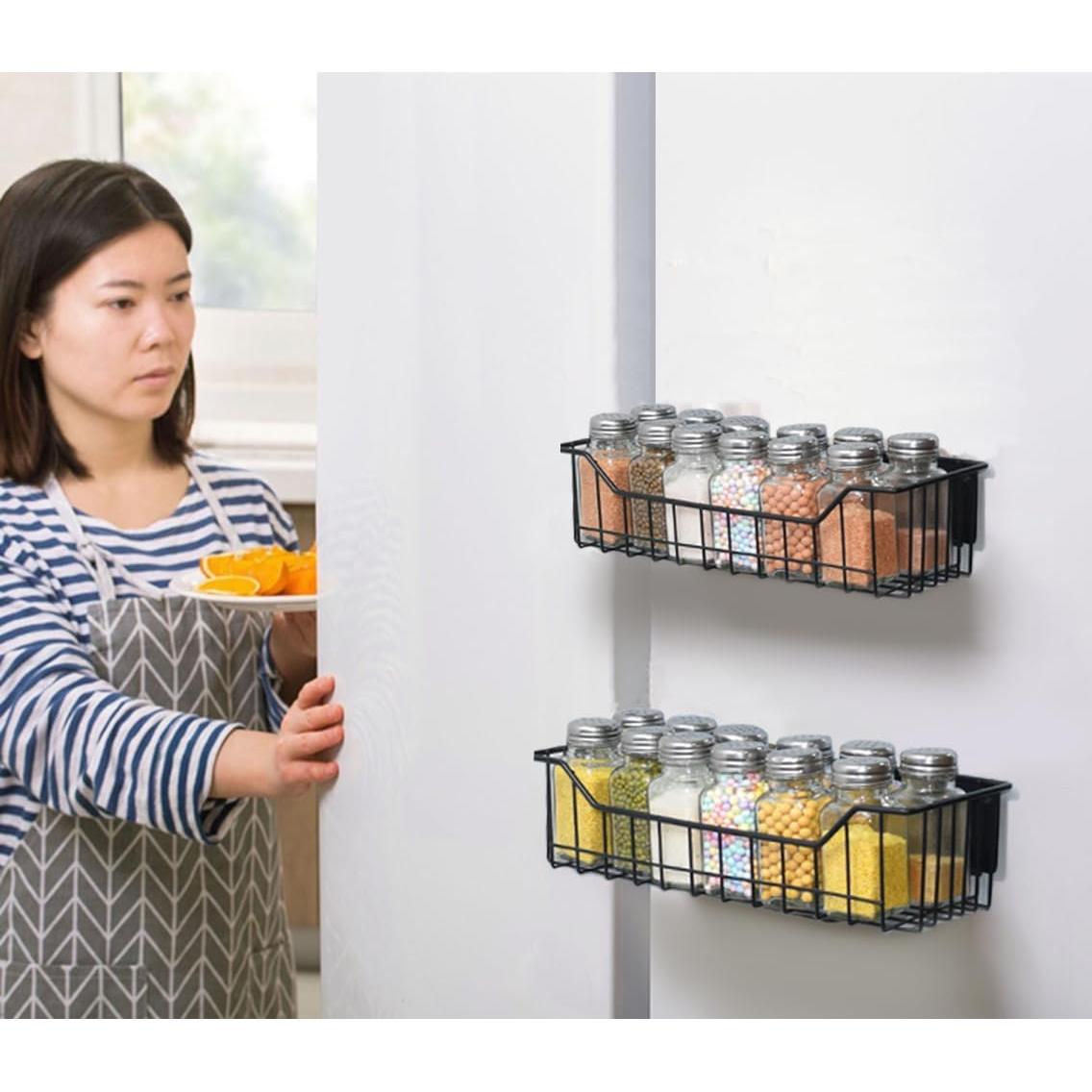 Estante Magnético para Especias KAREZONINE 4 Piezas Metal Gris