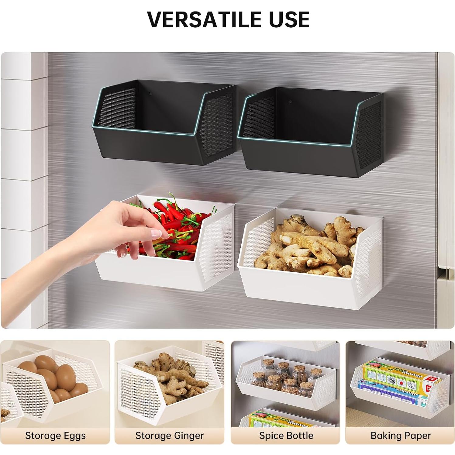 Cesta Magnética para Frutas y Especias WOCHUANGSI - Grande, Negro