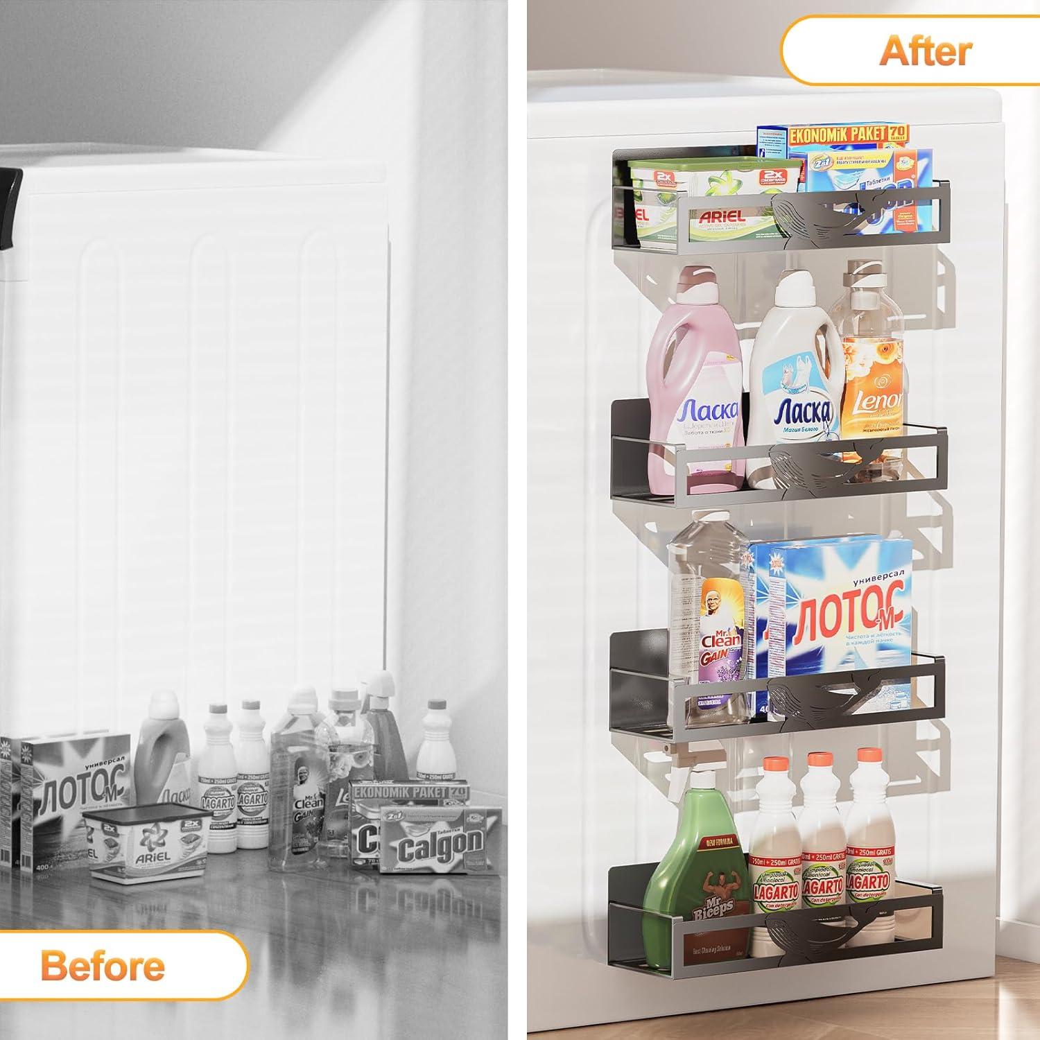 Estante Magnético AURIKAR para Especias - Paquete de 4, Negro