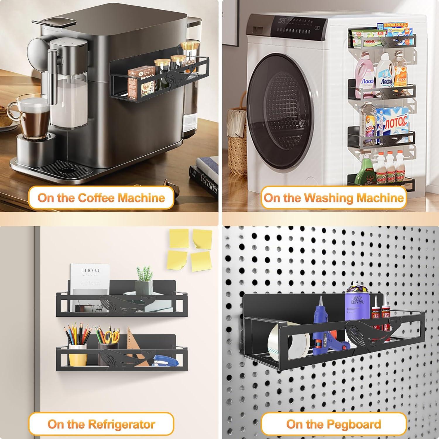 Estante Magnético AURIKAR para Especias - Paquete de 4, Negro