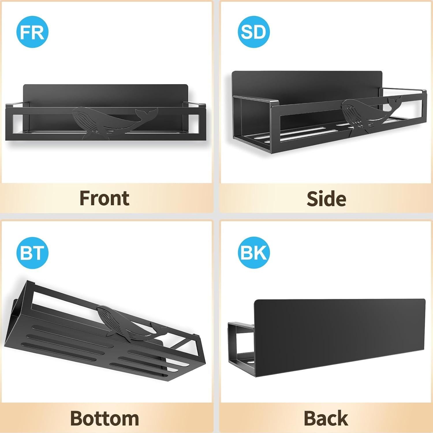 Estante Magnético AURIKAR para Especias - Paquete de 4, Negro