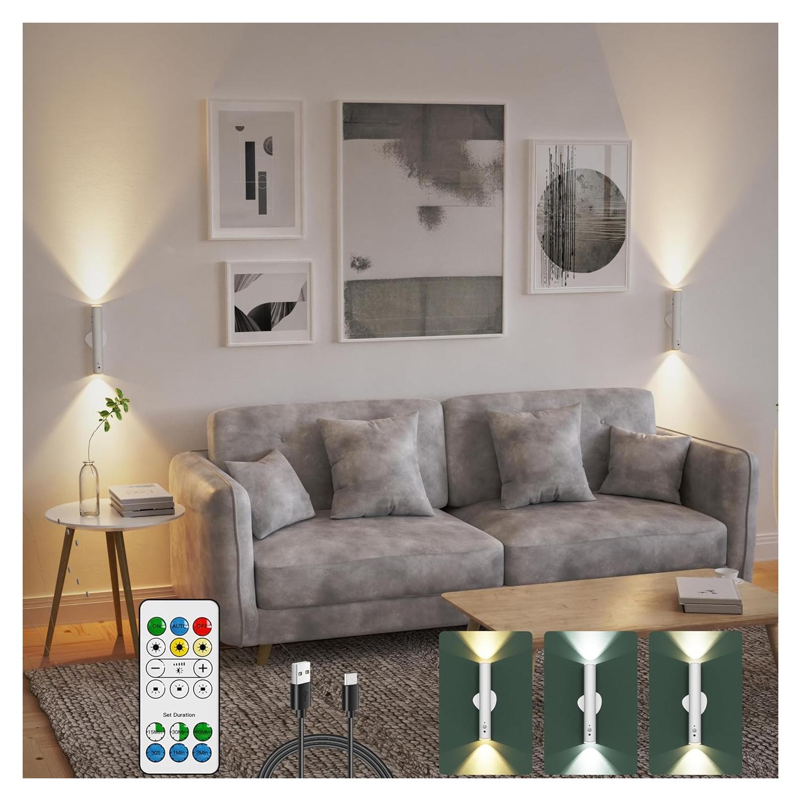 Juego de Apliques de Pared LYTARA 2 Pcs Recargables con Sensor