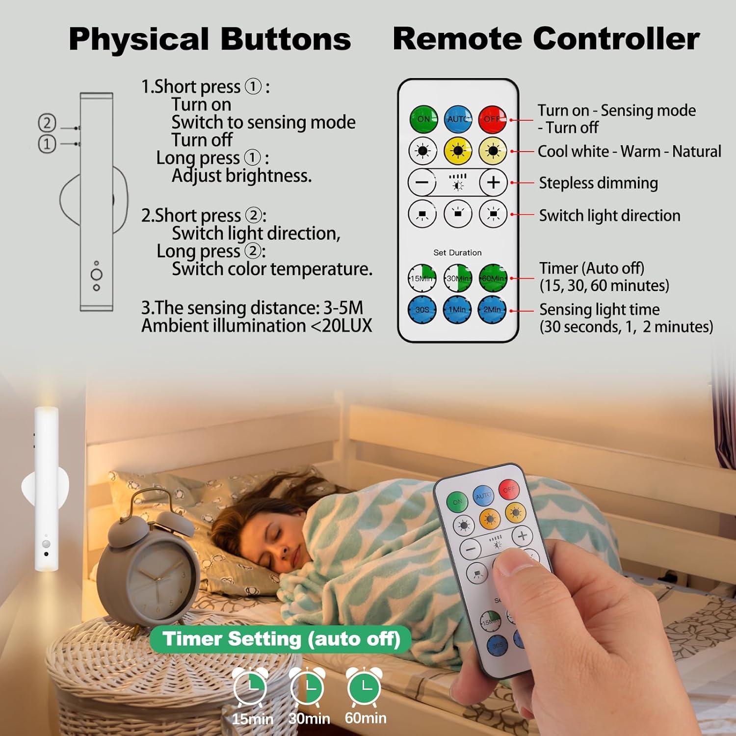 Juego de Apliques de Pared LYTARA 2 Pcs Recargables con Sensor