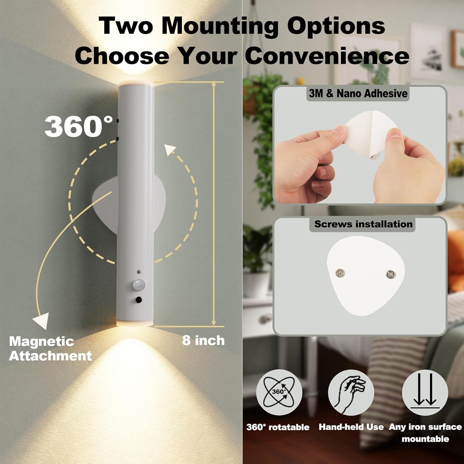 Juego de Apliques de Pared LYTARA 2 Pcs Recargables con Sensor