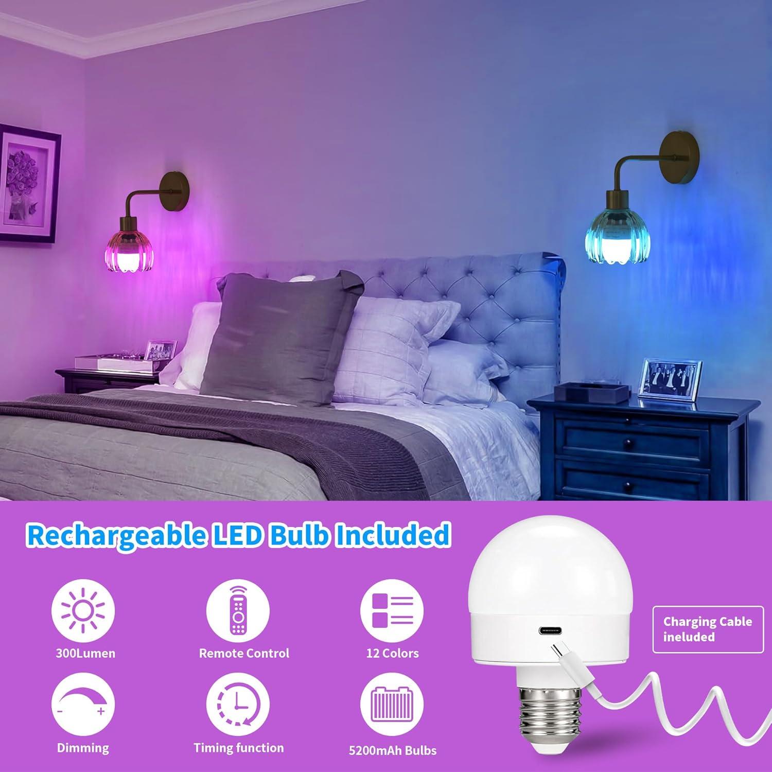 Aplique de Pared Vintage Inalámbrico Recargable TYKJ - Set de 2