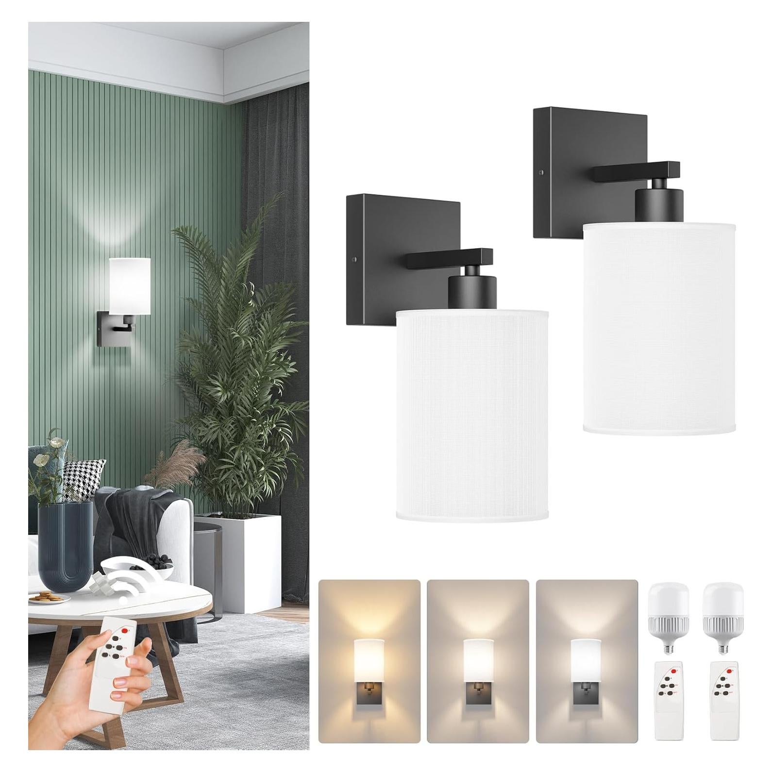 Aplique de Pared Recargable Tipace con Control Remoto 2 Pcs