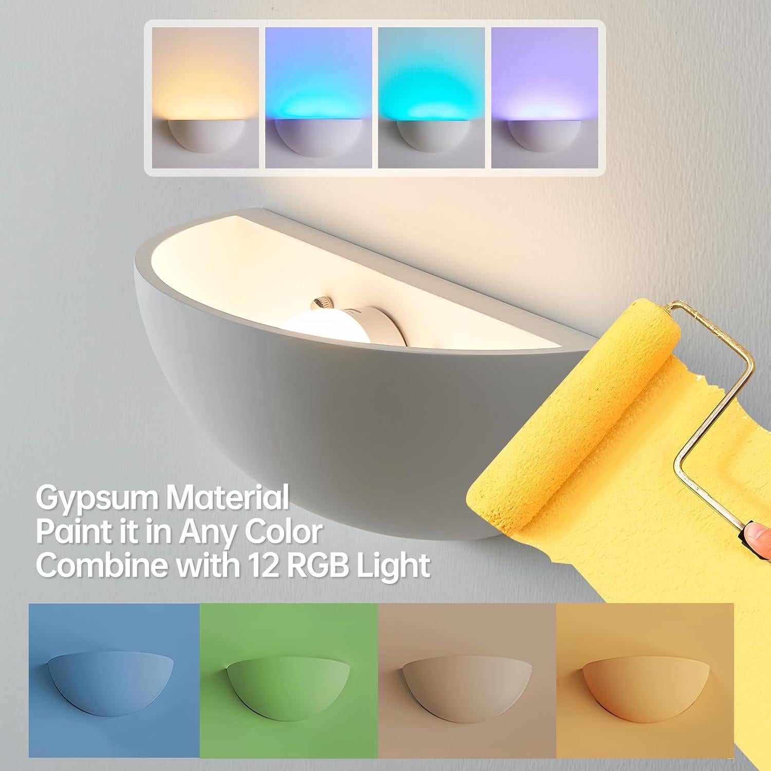 Aplique de pared recargable Nusran, luz minimalista 12 colores