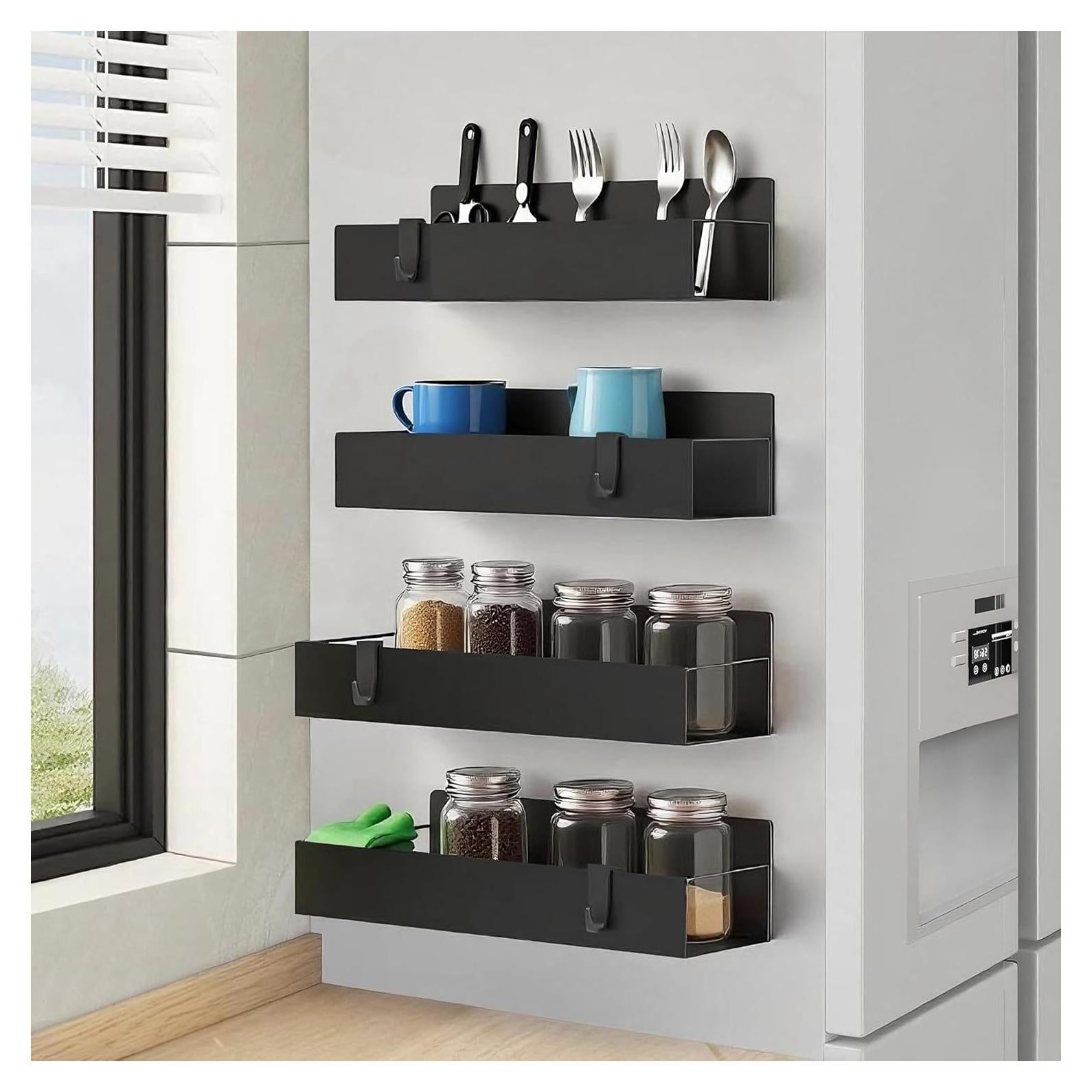 Organizador de Especias Magnético Cosy Family - 4 Estantes Negros