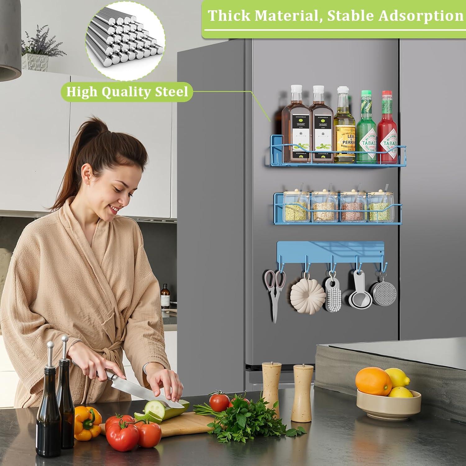 Estante Magnético para Especias IYEBAU 3 Paquetes Azul