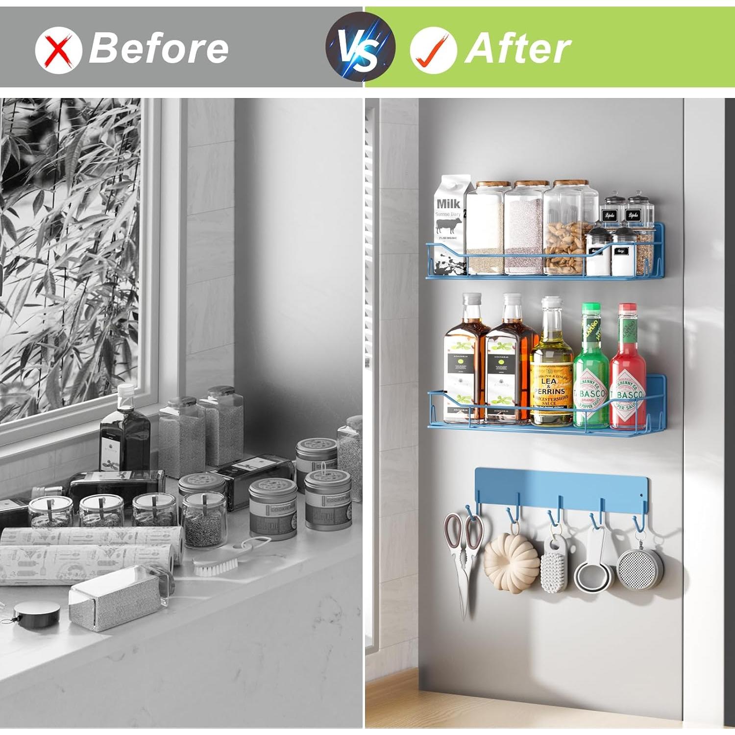 Estante Magnético para Especias IYEBAU 3 Paquetes Azul