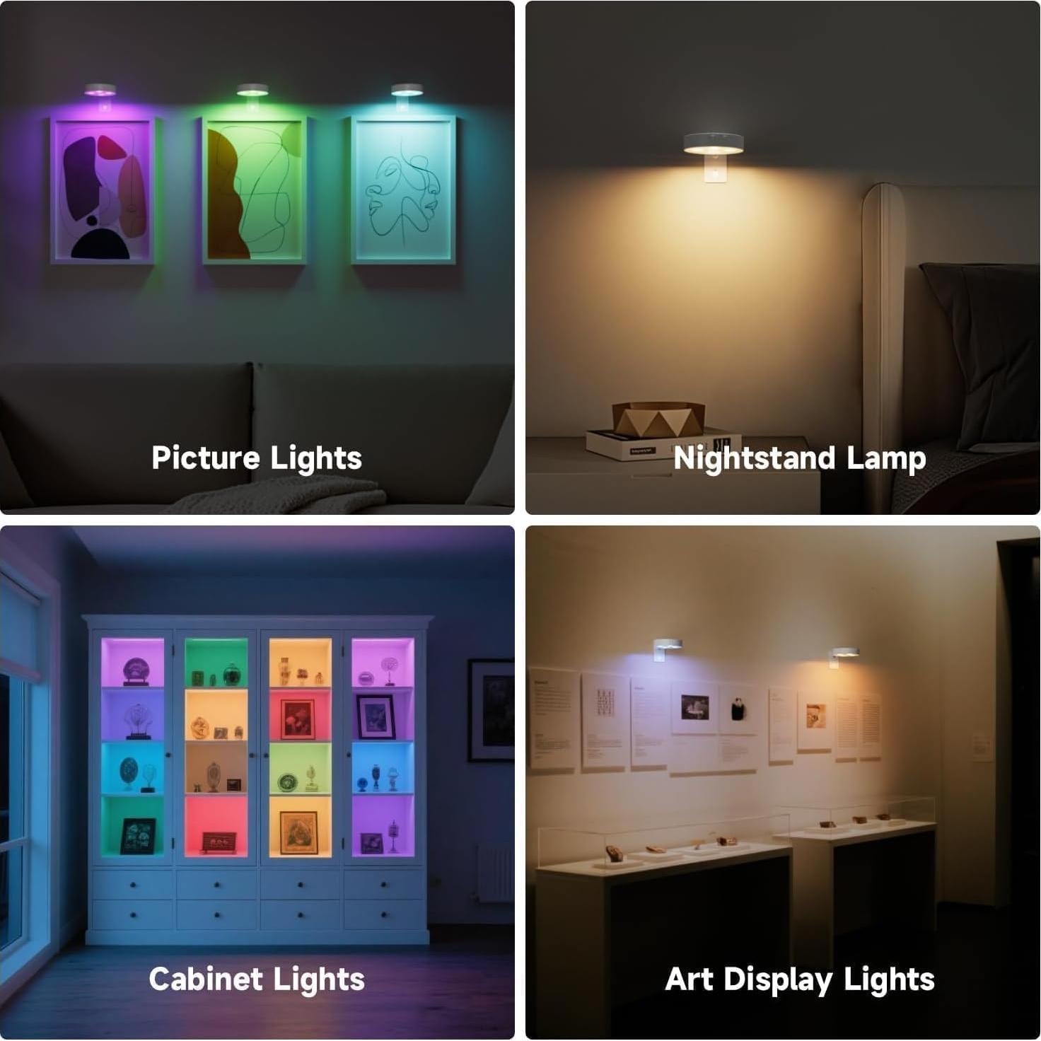 Paquete de 3 luces LED Electight para cuadros con sensor y control remoto