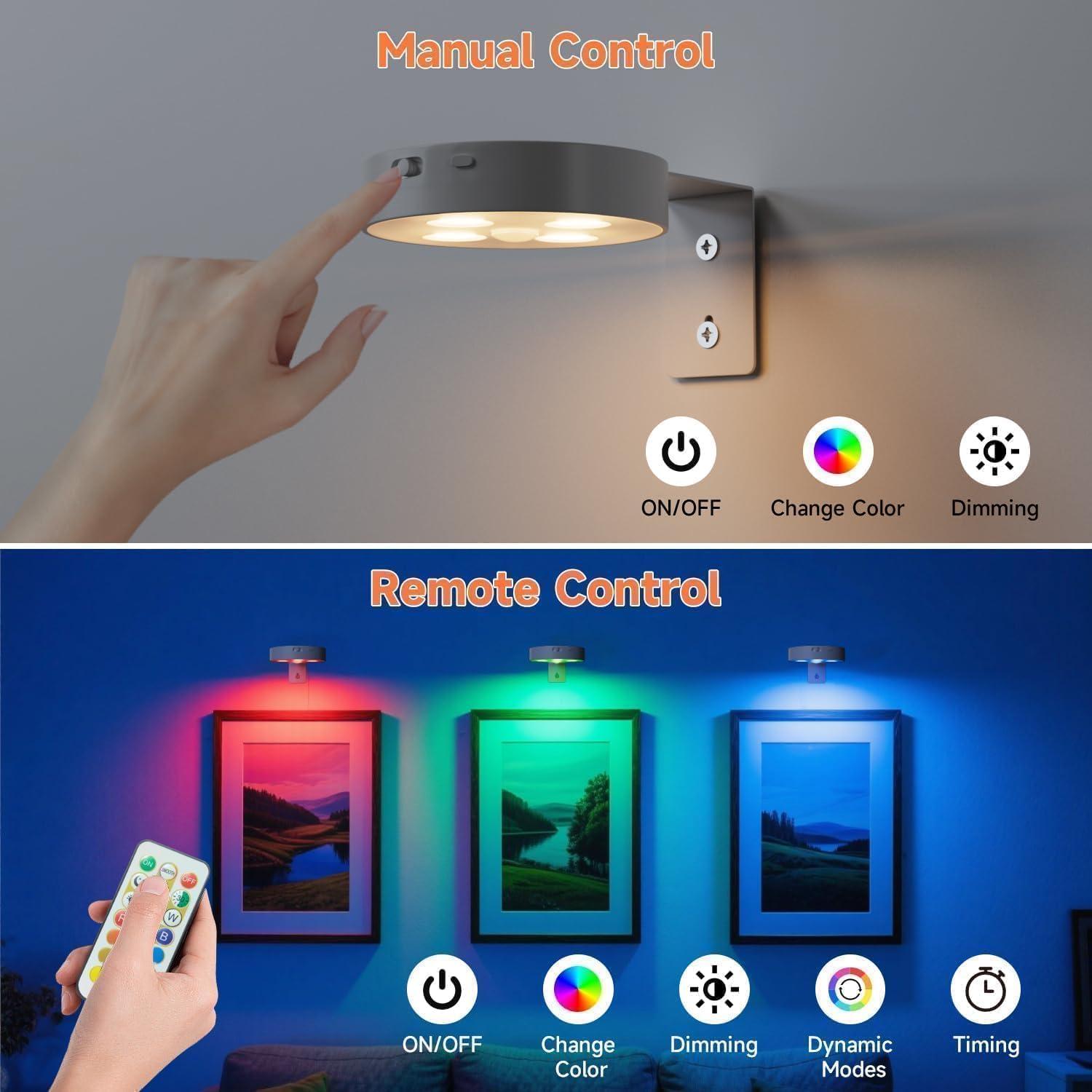 Paquete de 3 luces LED Electight para cuadros con sensor y control remoto