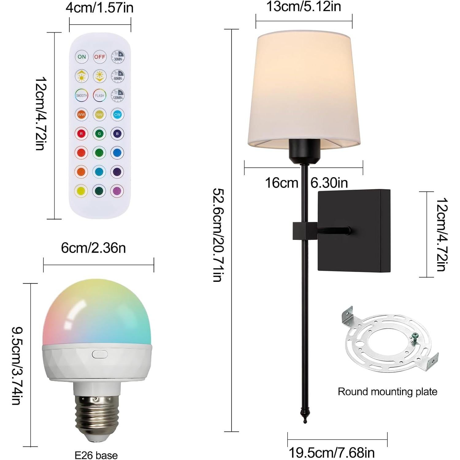 Juego de 2 Apliques de Pared Inalámbricos ZEROUNO RGB