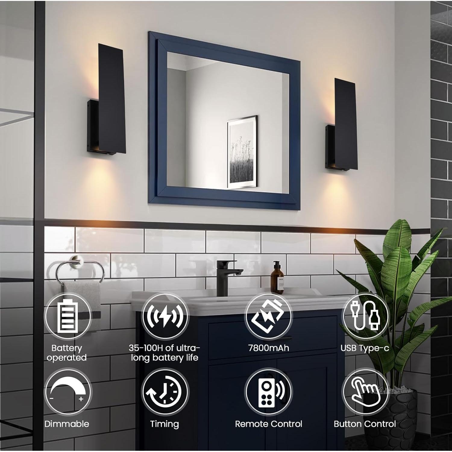 Juego de 2 Apliques de Pared Inalámbricos Volitgol LED 3000K