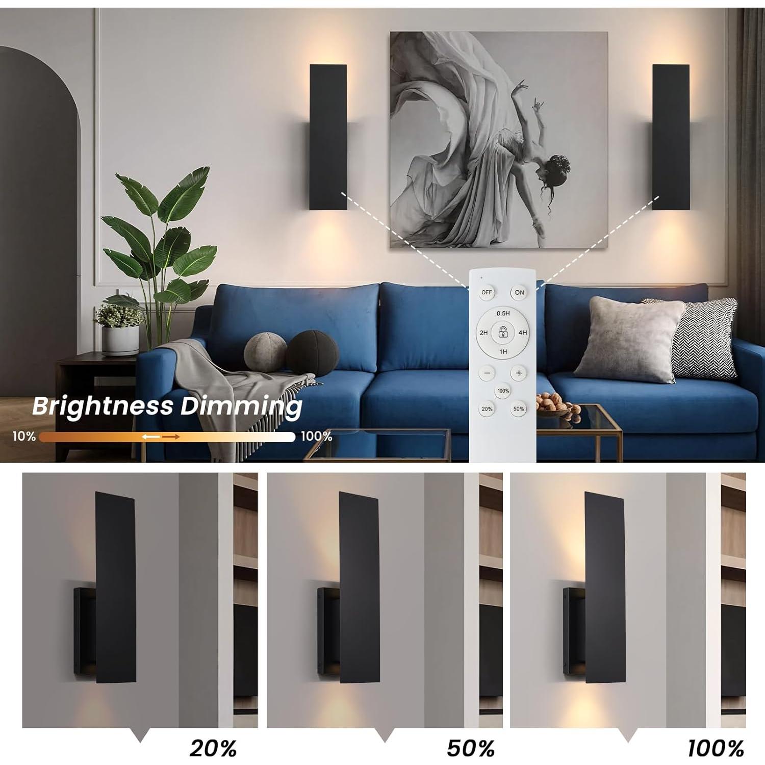 Juego de 2 Apliques de Pared Inalámbricos Volitgol LED 3000K