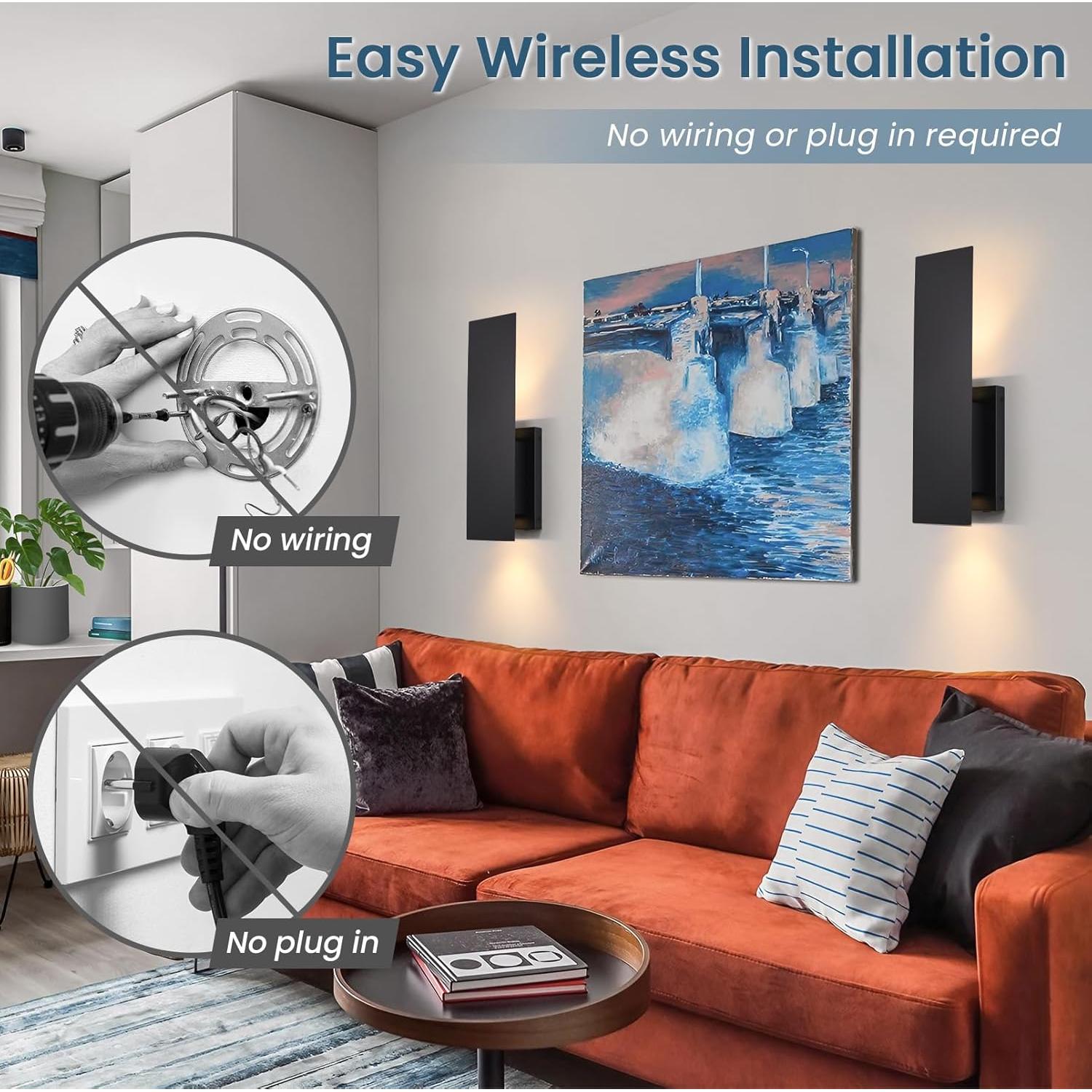 Juego de 2 Apliques de Pared Inalámbricos Volitgol LED 3000K