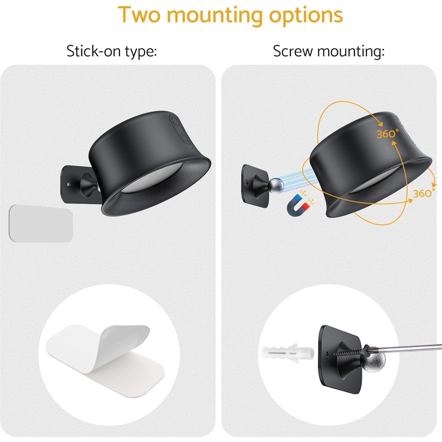 2 Piezas Luces de Pared LED RGB Maxetodo, Inalámbricas y Recargables