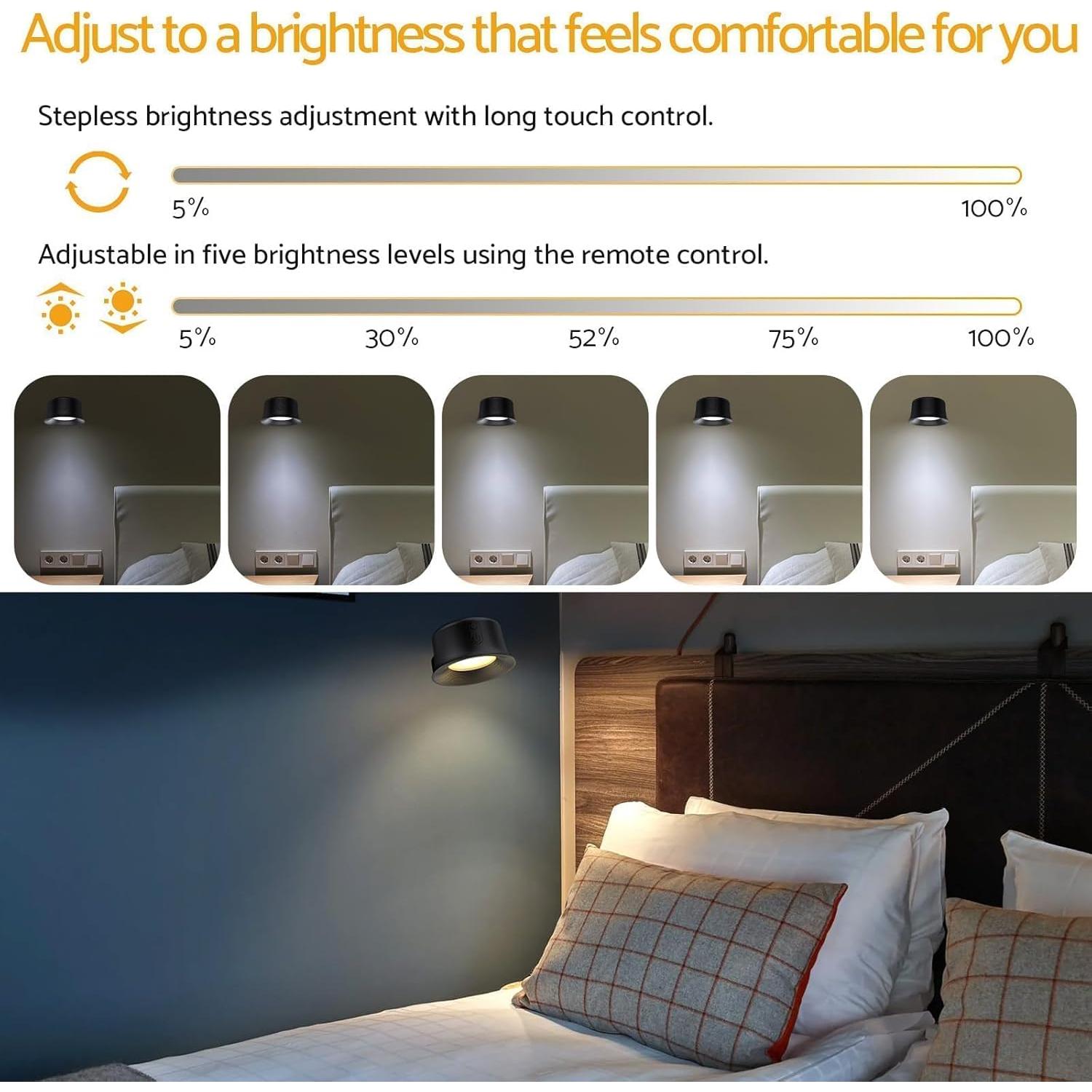 2 Piezas Luces de Pared LED RGB Maxetodo, Inalámbricas y Recargables