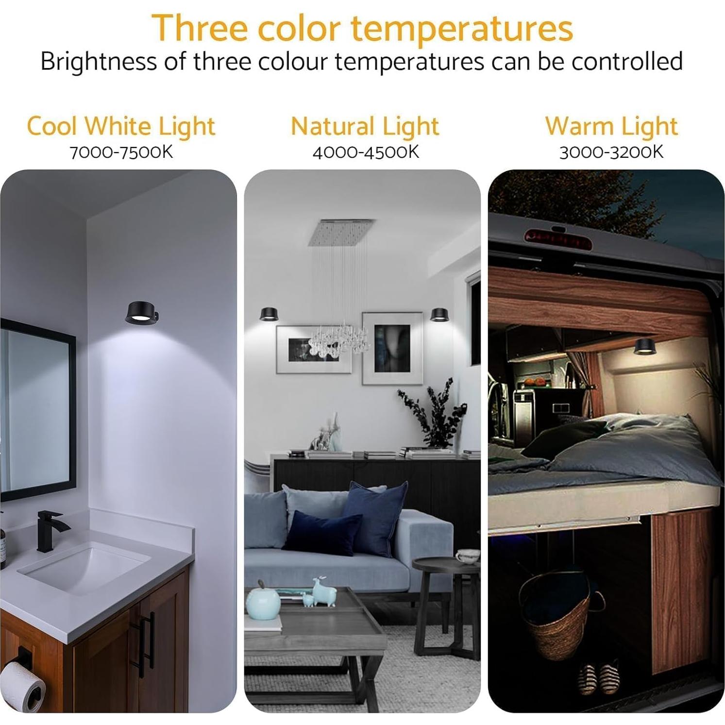 2 Piezas Luces de Pared LED RGB Maxetodo, Inalámbricas y Recargables