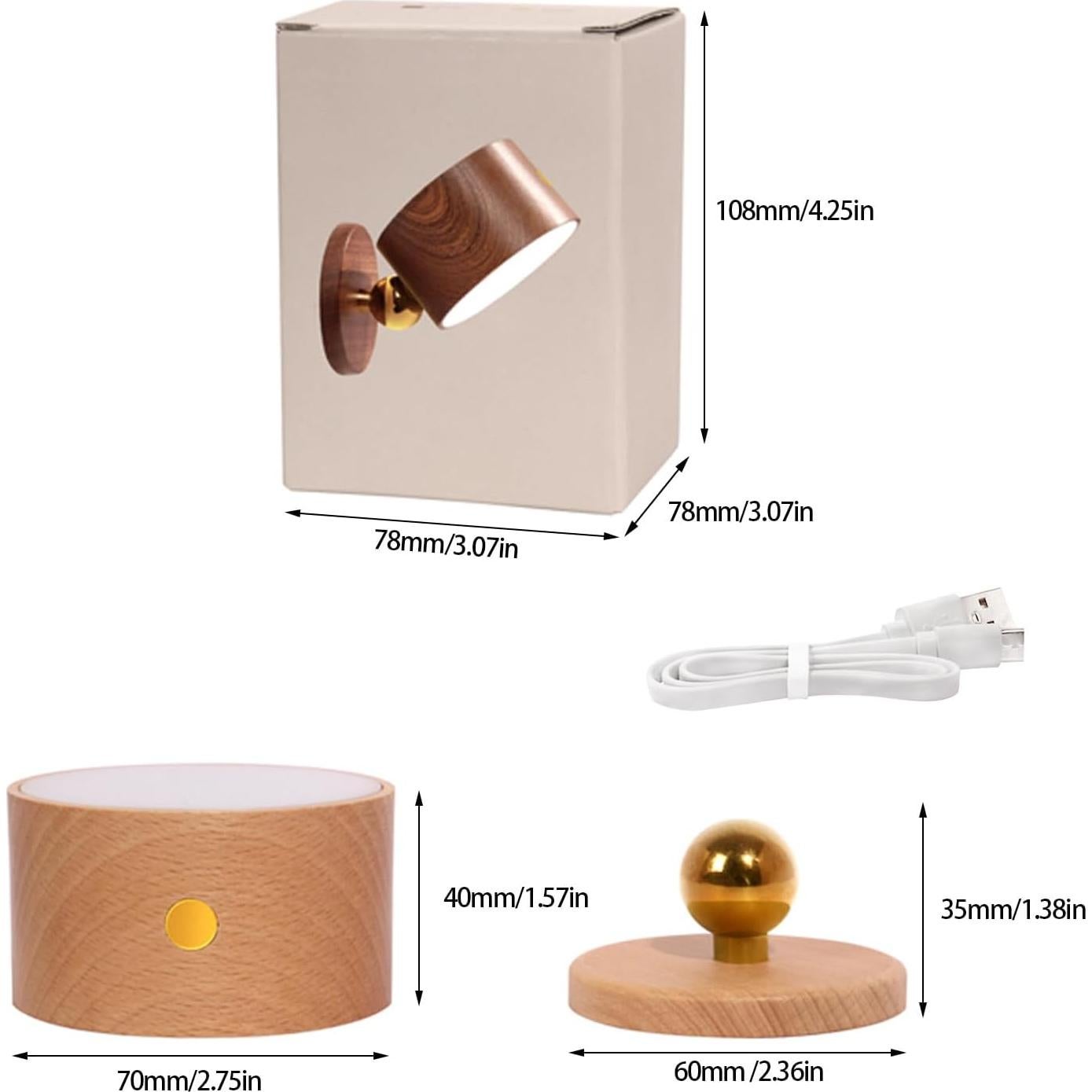 Lámpara de Pared Magnética LANDGOO - Madera de Haya Recargable