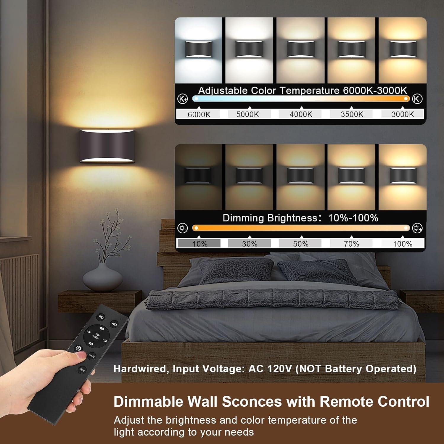 Apliques de Pared LED TRLIFE 12W Regulables con Control Remoto