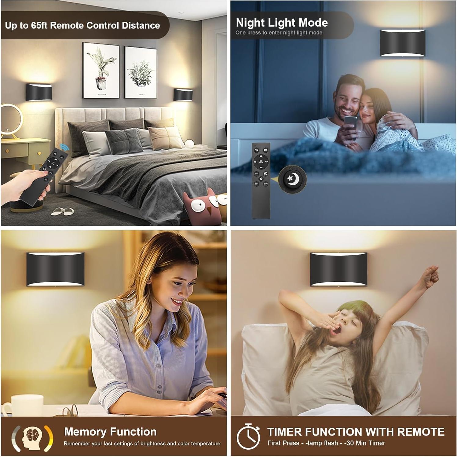 Apliques de Pared LED TRLIFE 12W Regulables con Control Remoto