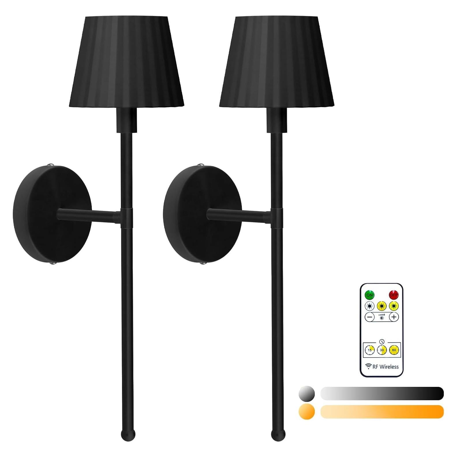 Juego de apliques de pared inalámbricos Jaenmsa 2 luces LED