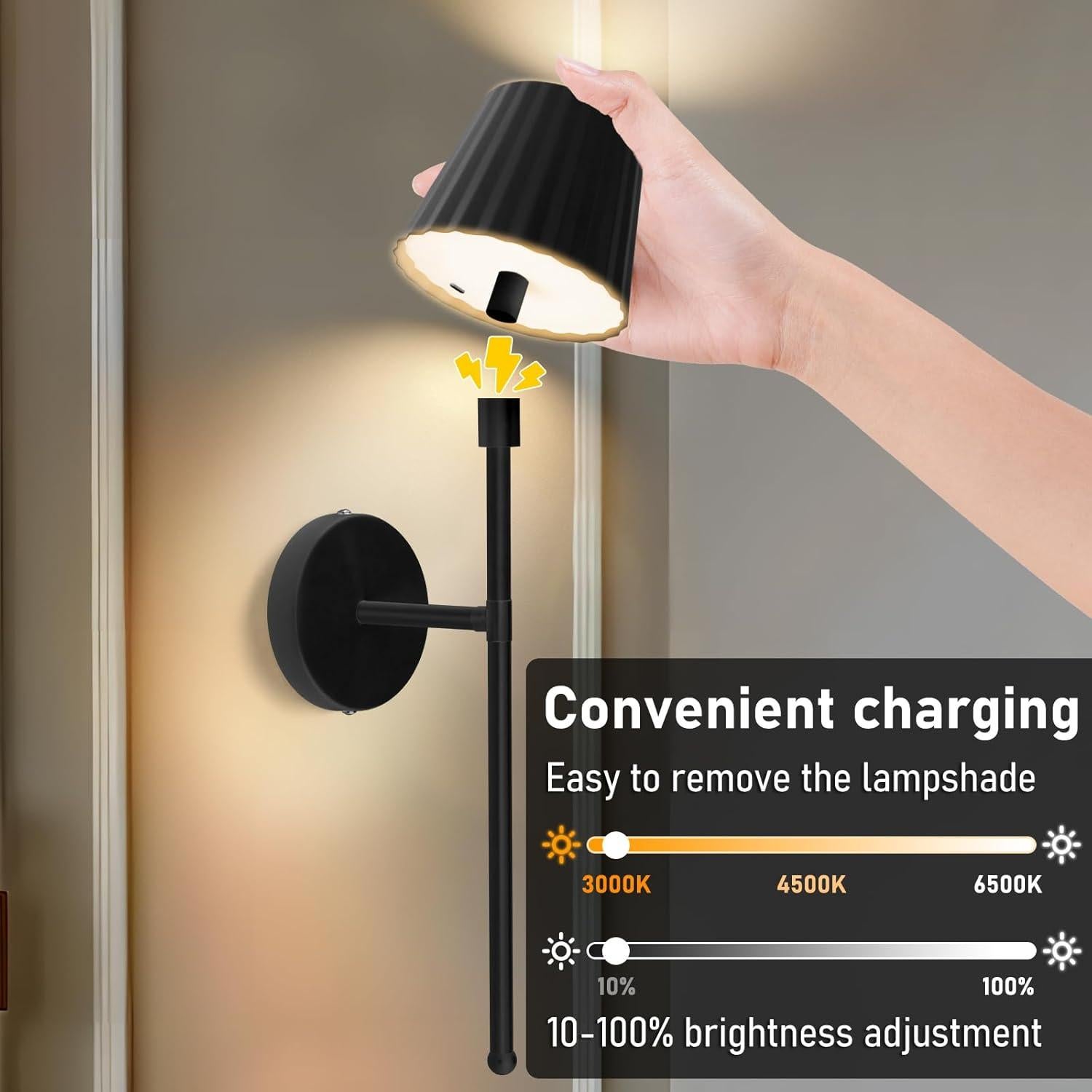 Juego de apliques de pared inalámbricos Jaenmsa 2 luces LED