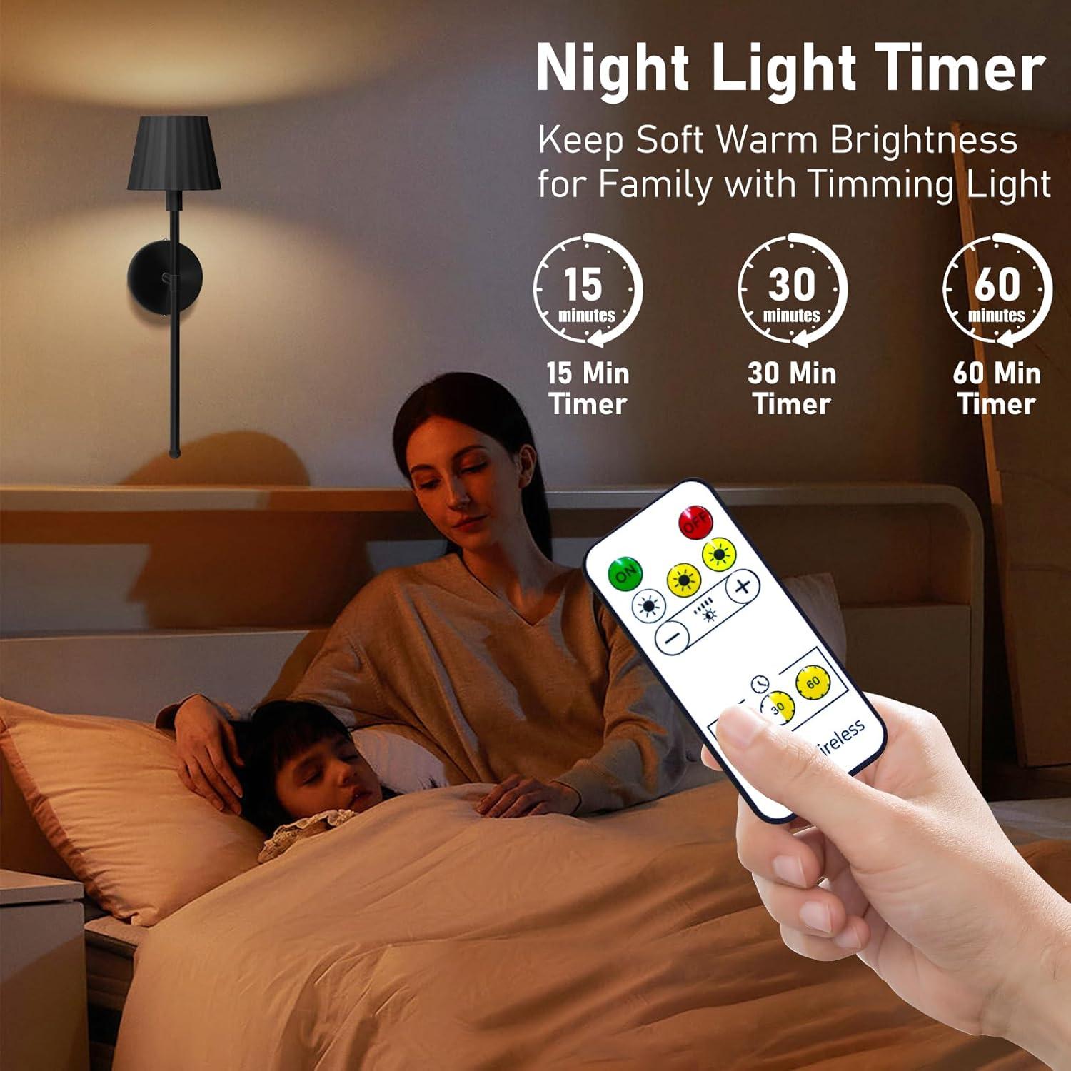 Juego de apliques de pared inalámbricos Jaenmsa 2 luces LED