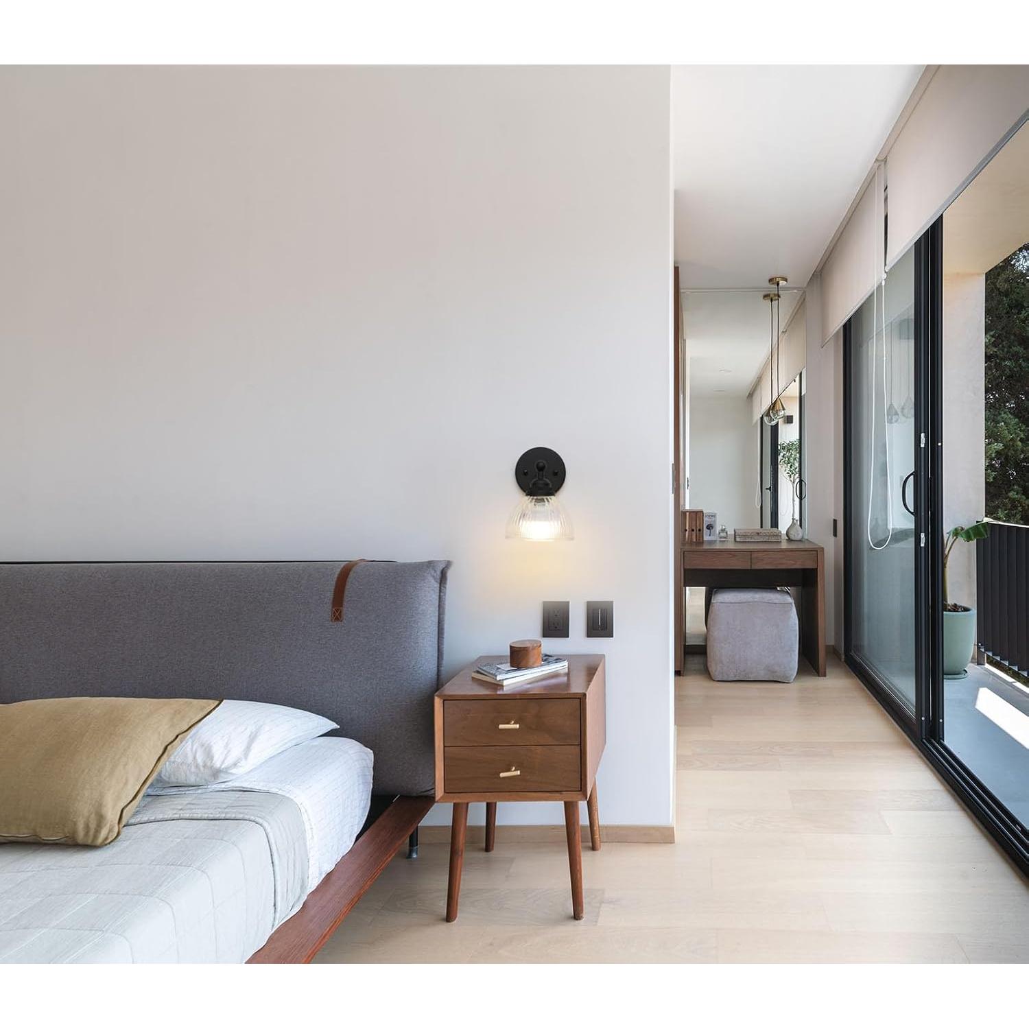 Aplique de pared recargable Phansthy negro con control remoto