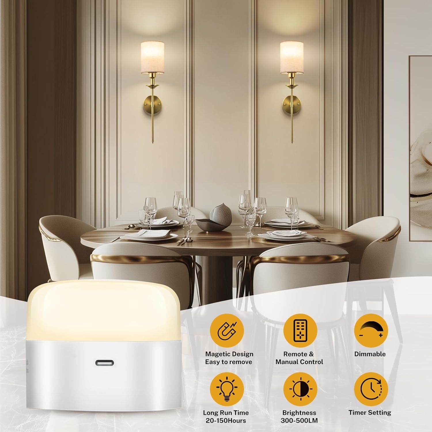 Aplique de Pared Inalámbrico NookNova 13000mAh Juego de 2