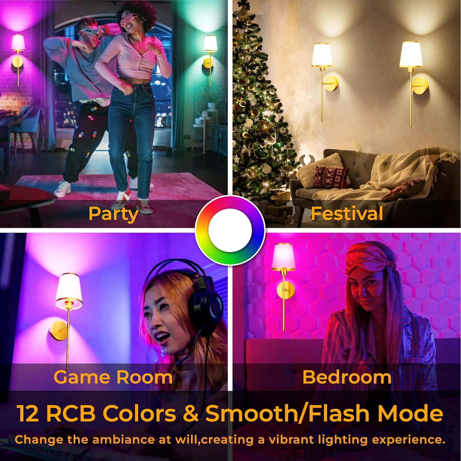 Juego de 2 Apliques de Pared LED ISEEKLUX Dorados 5200mAh