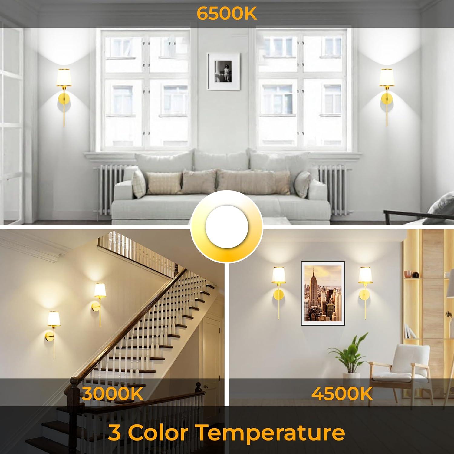 Juego de 2 Apliques de Pared LED ISEEKLUX Dorados 5200mAh